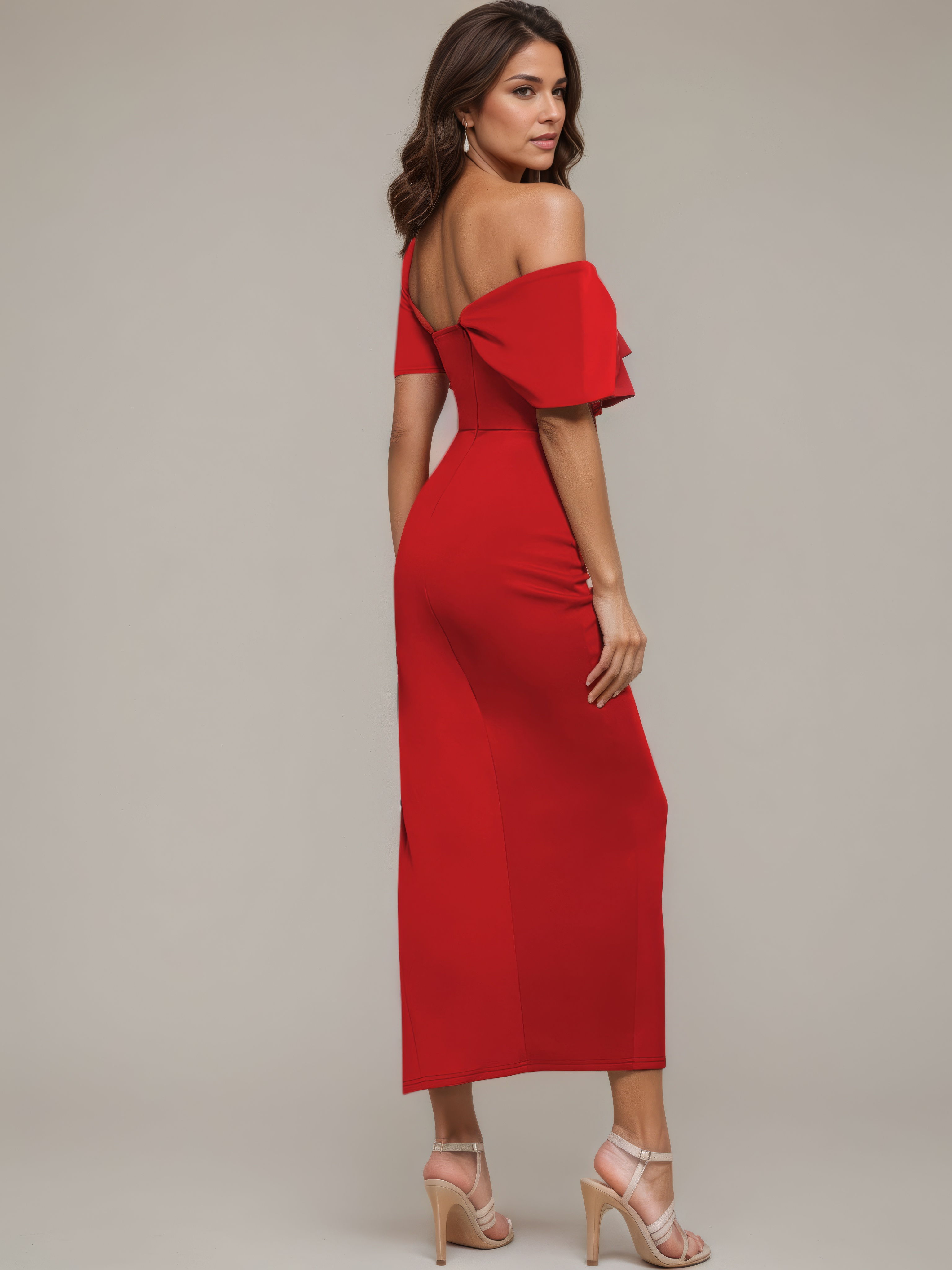 Serene Grace Off-Shoulder Midi Dress