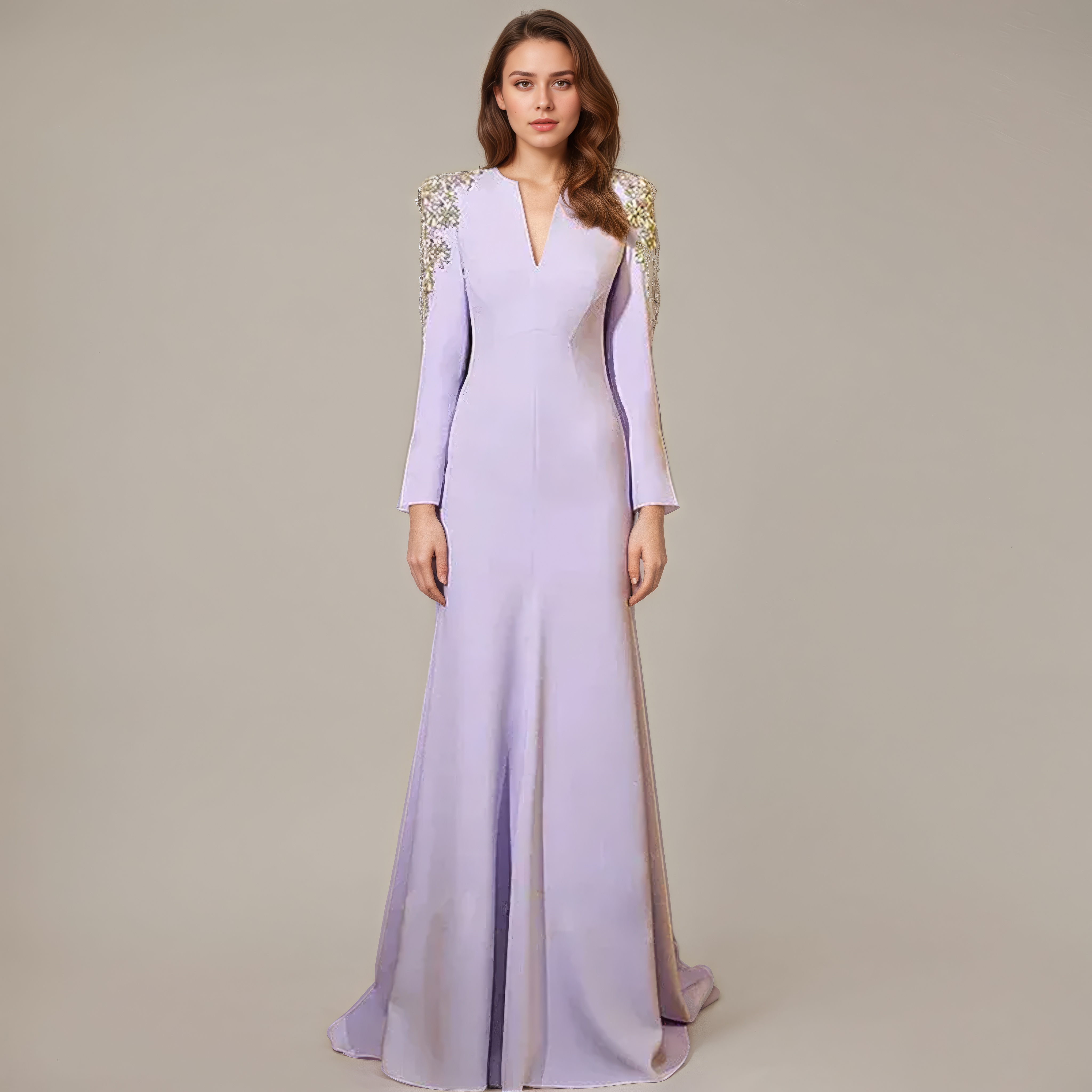 Amethyst Crest Embellished Gown