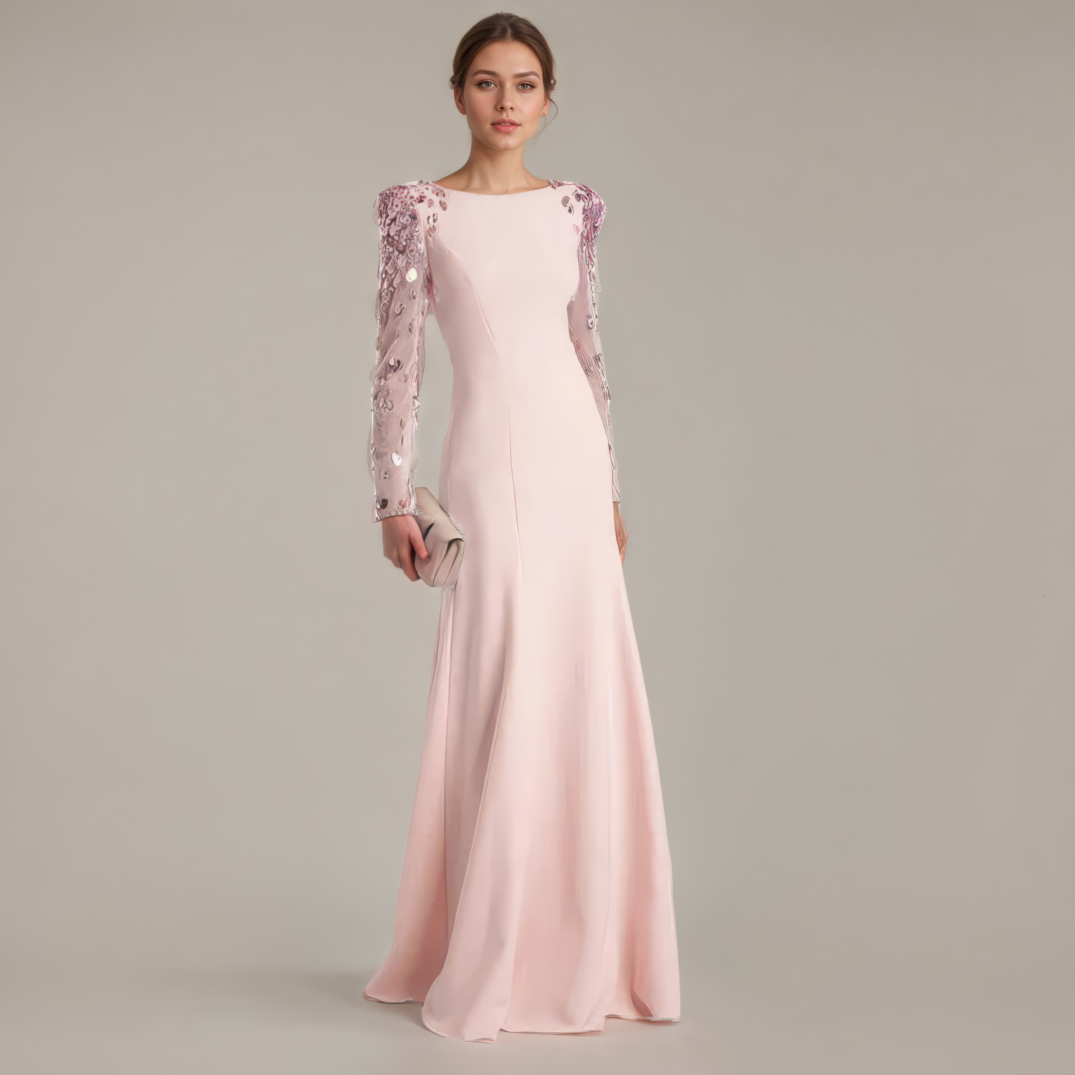 Ethereal Bloom Mesh and Sequin Gown