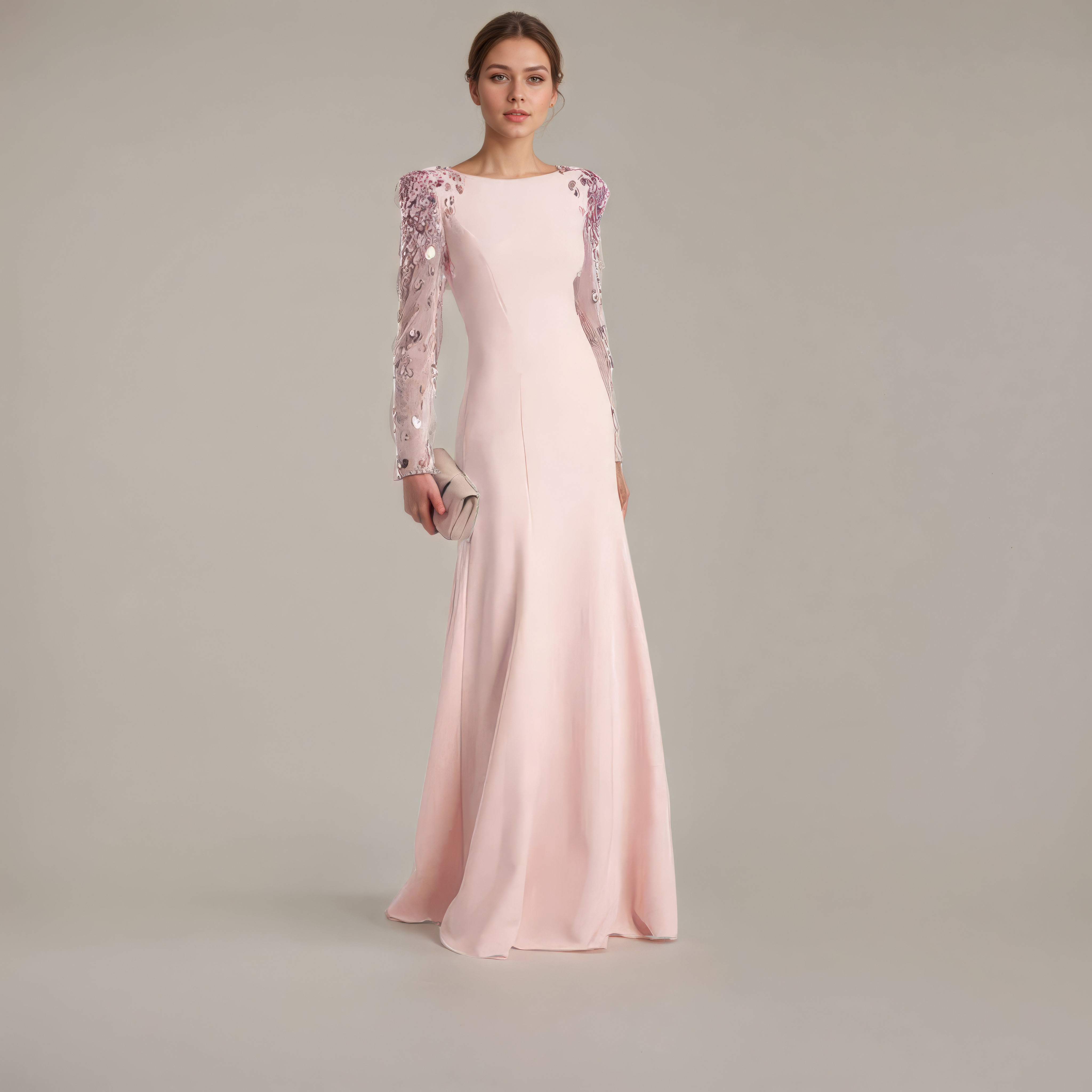 Ethereal Bloom Mesh and Sequin Gown
