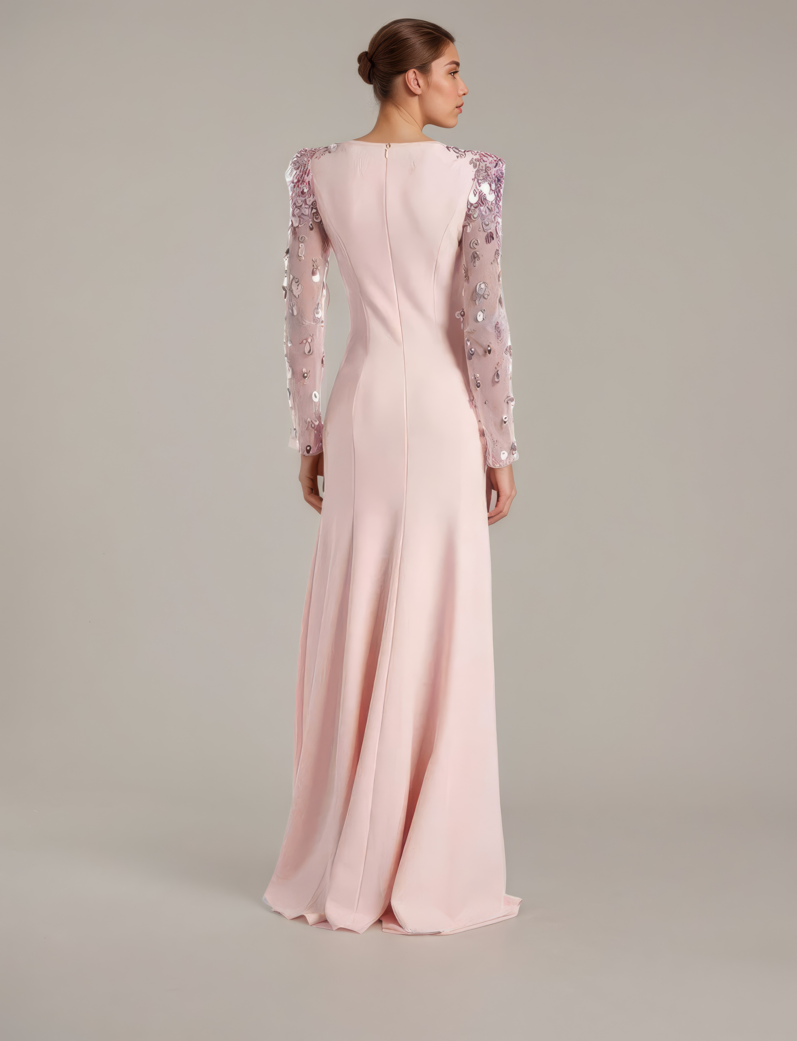 Ethereal Bloom Mesh and Sequin Gown