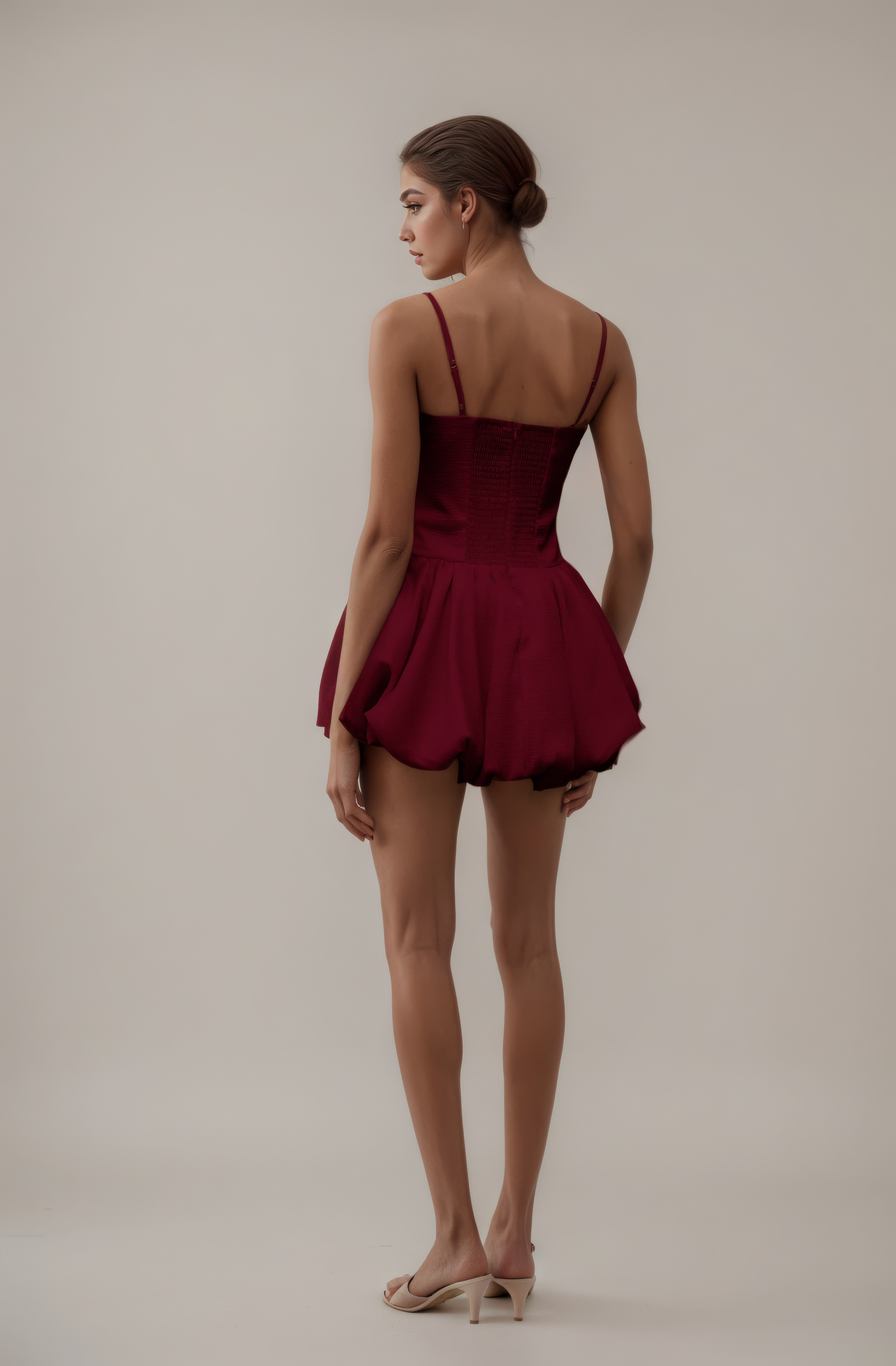 Crimson Rose Sculpted Petal Slip Dress