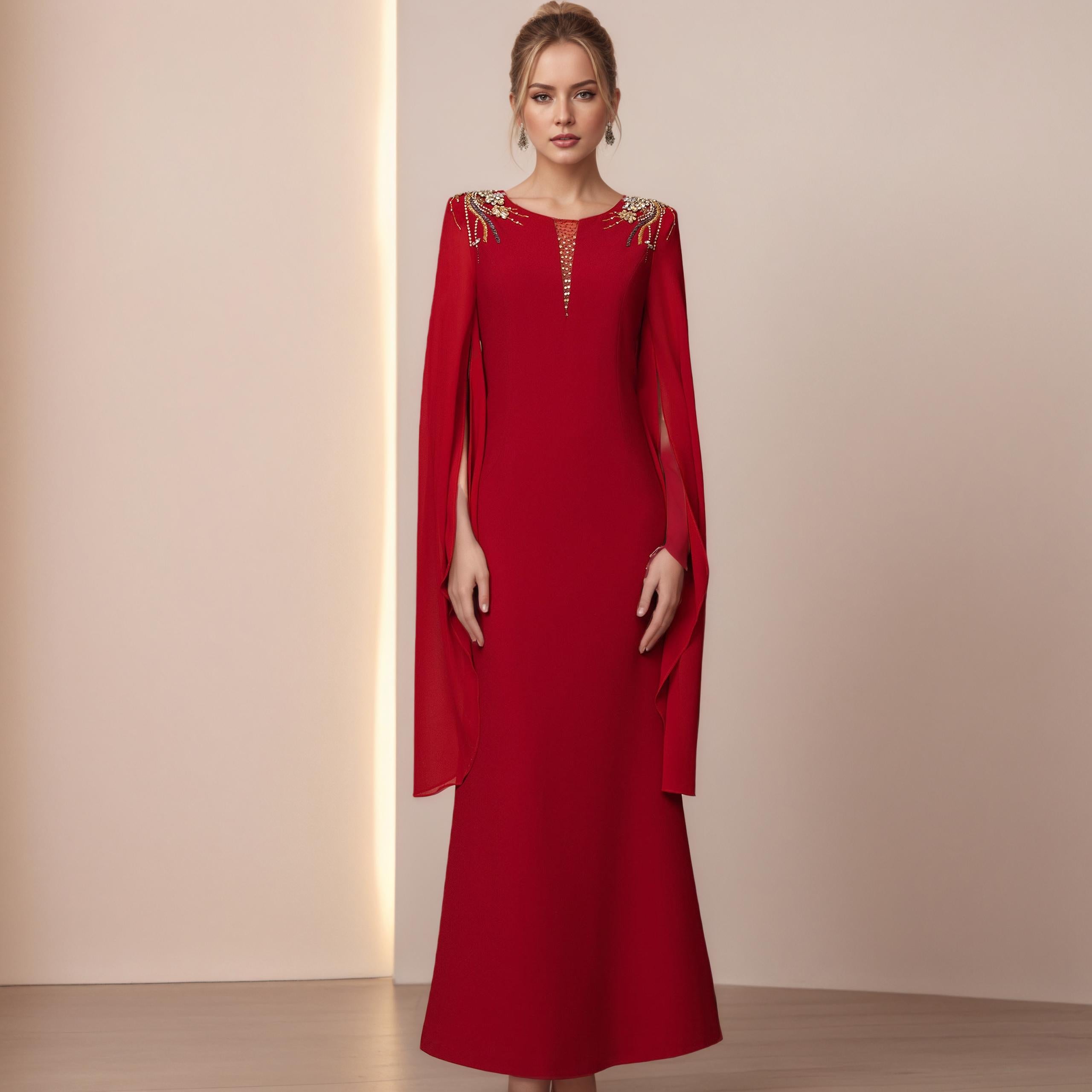 Lucienne Red Jacquard Maxi Dress