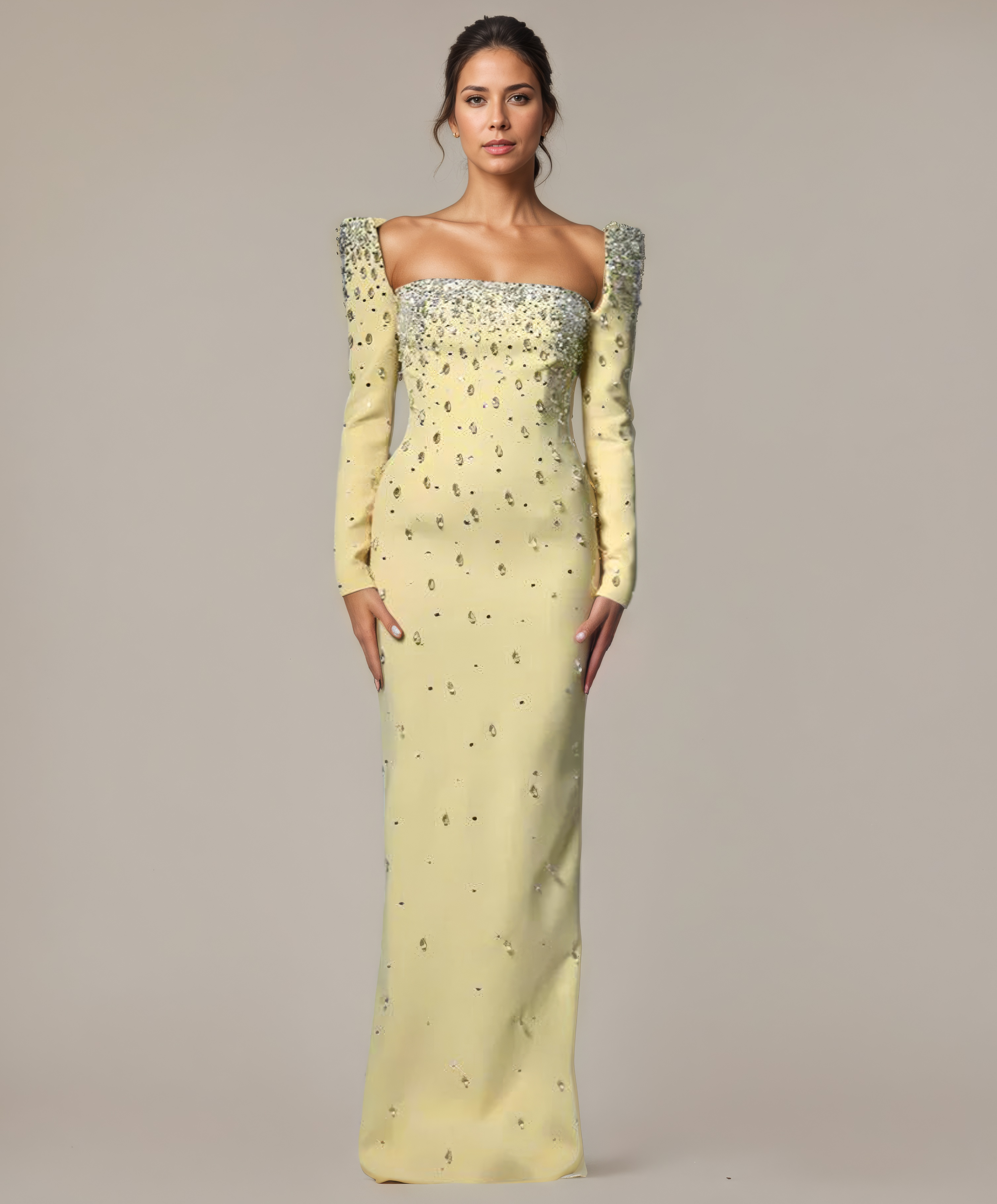 Lumière Embellished Square Neck Gown