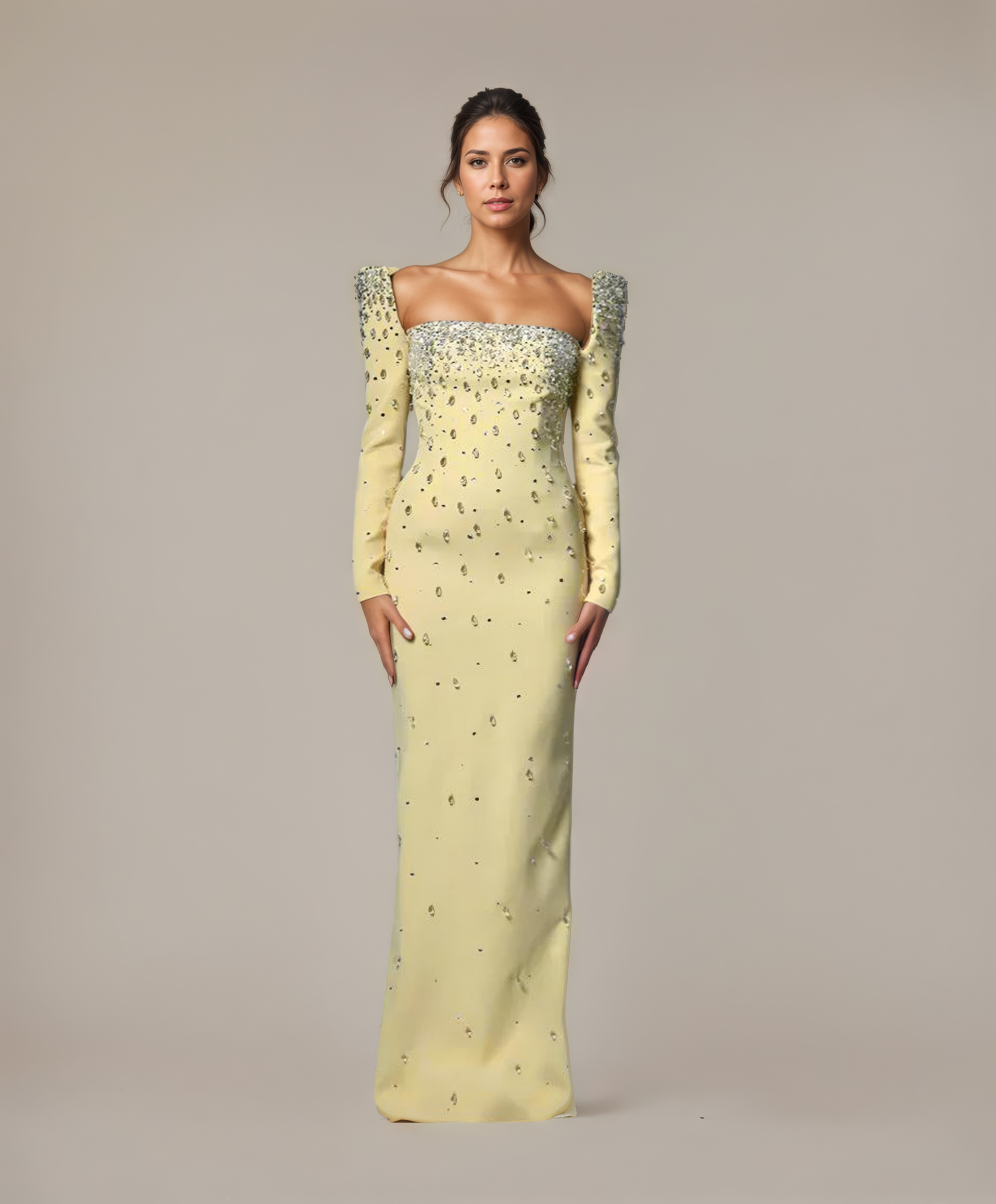 Lumière Embellished Square Neck Gown
