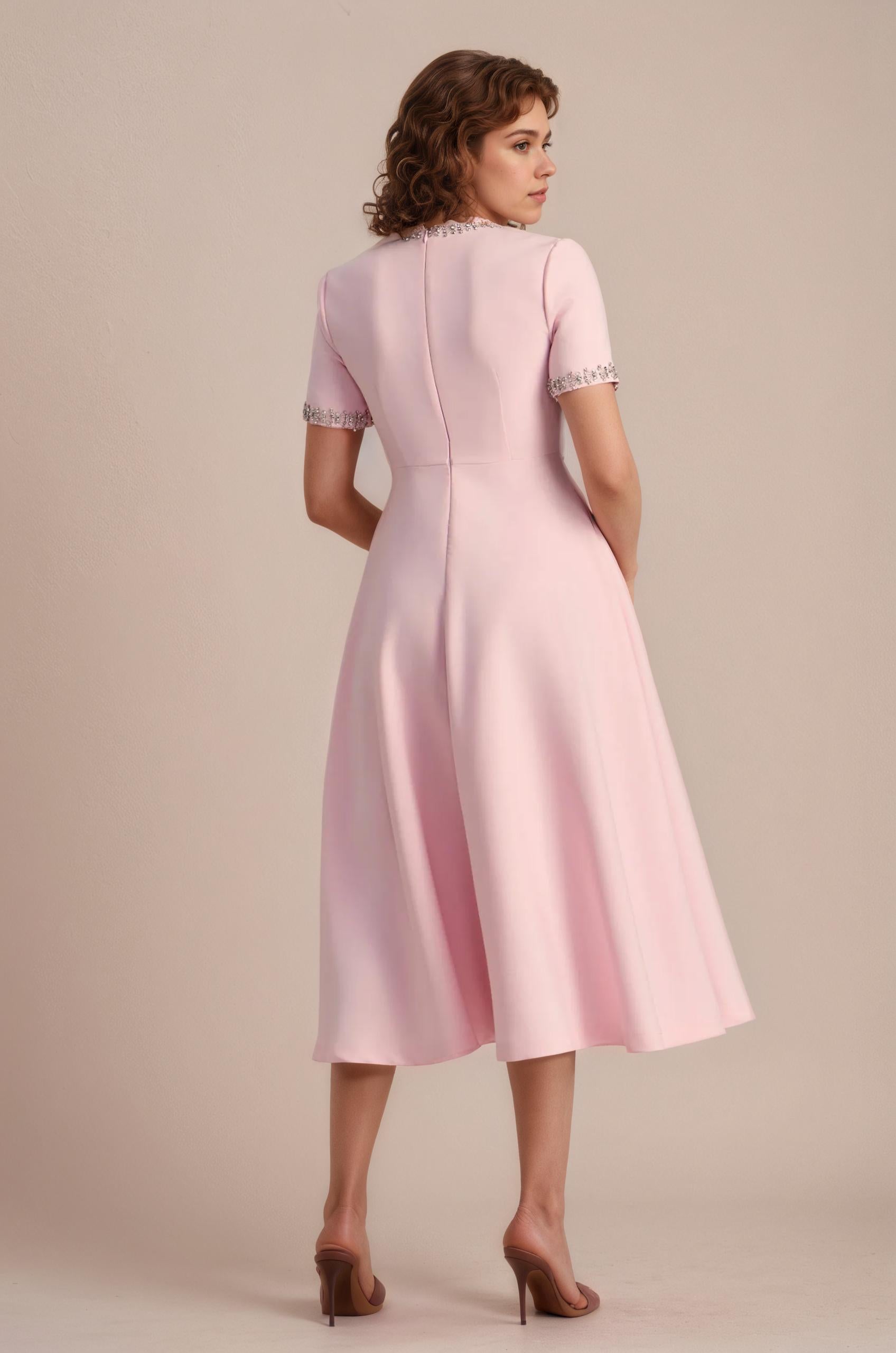 Madeleine Crystal-Trim Bow Midi Dress