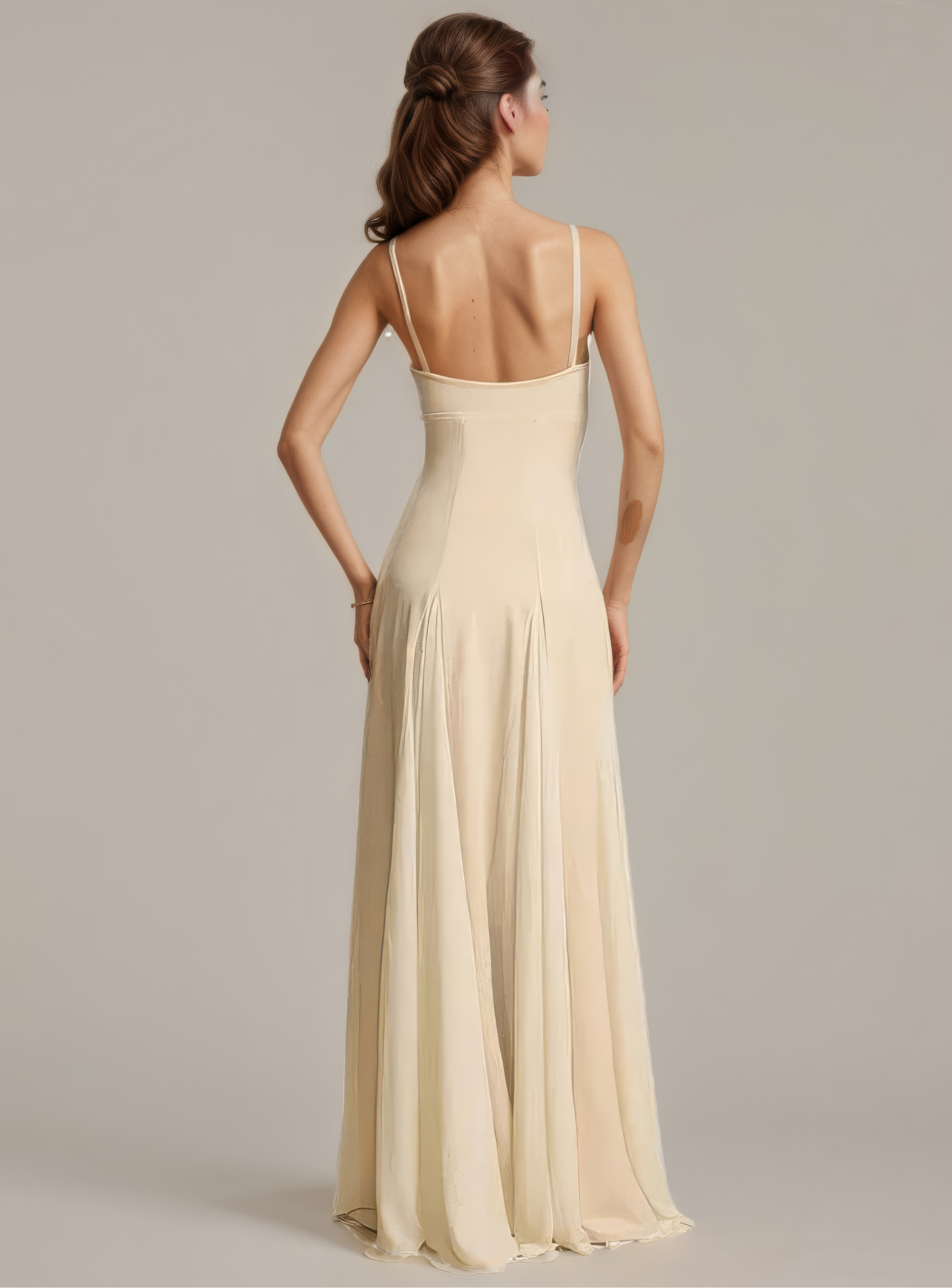 Ivory Sweetheart Spaghetti Strap Maxi Gown