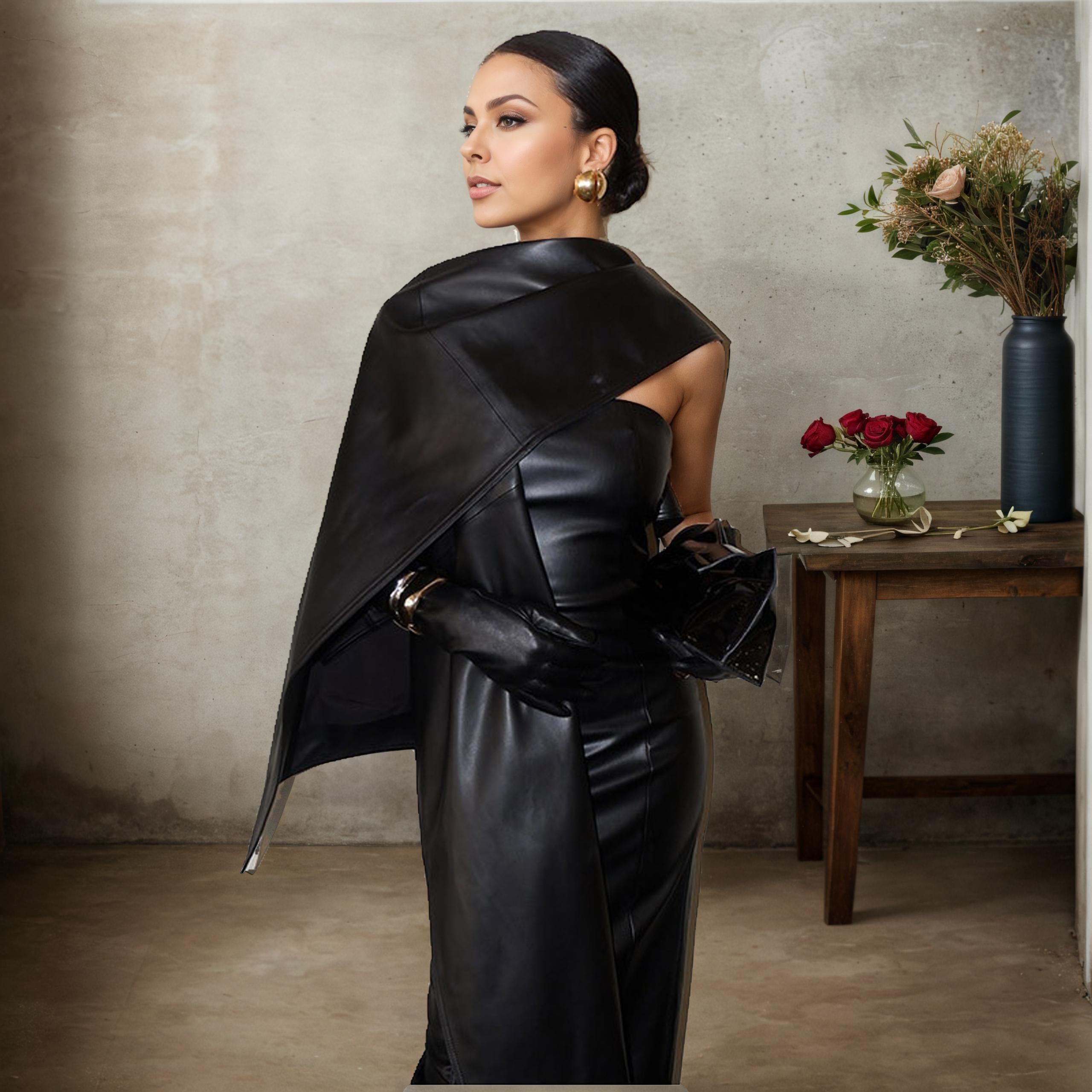 satin leather dress Joe's Jeans The Meg Faux Leather Dress - Black