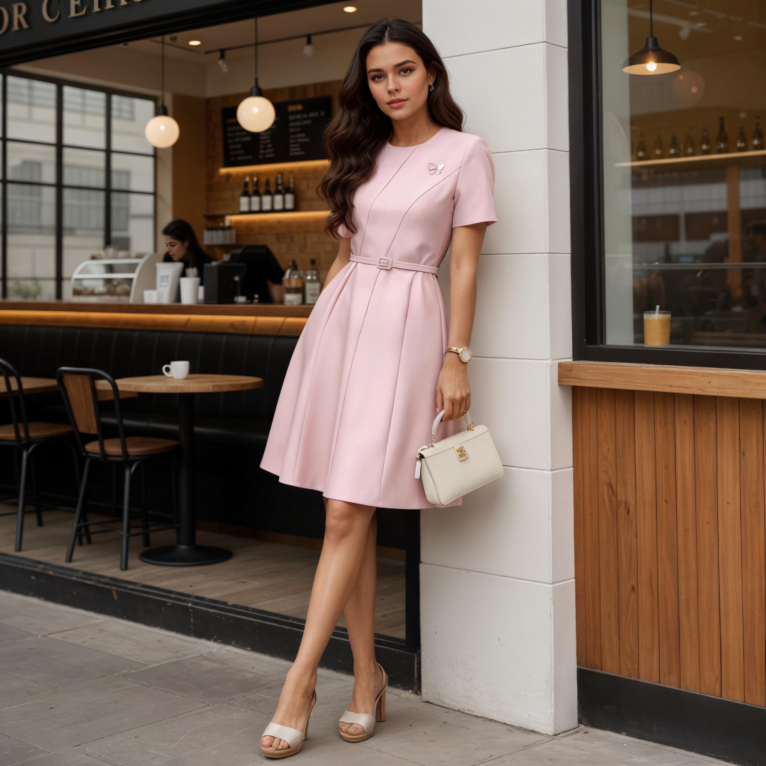 Portia Pink High-Waist Slim Midi Dress
