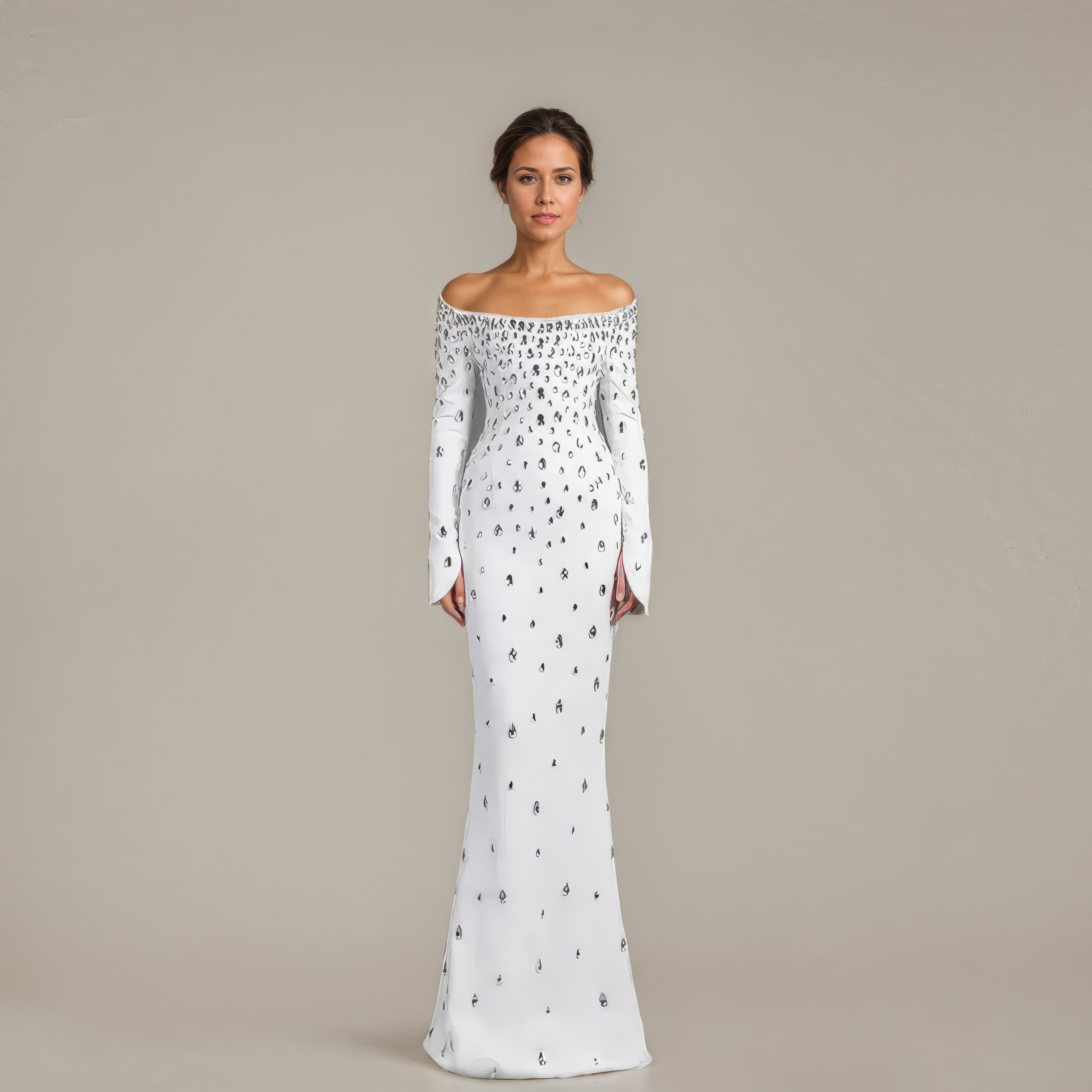 Mermaid Gown with Droplet Rhinestone Beads