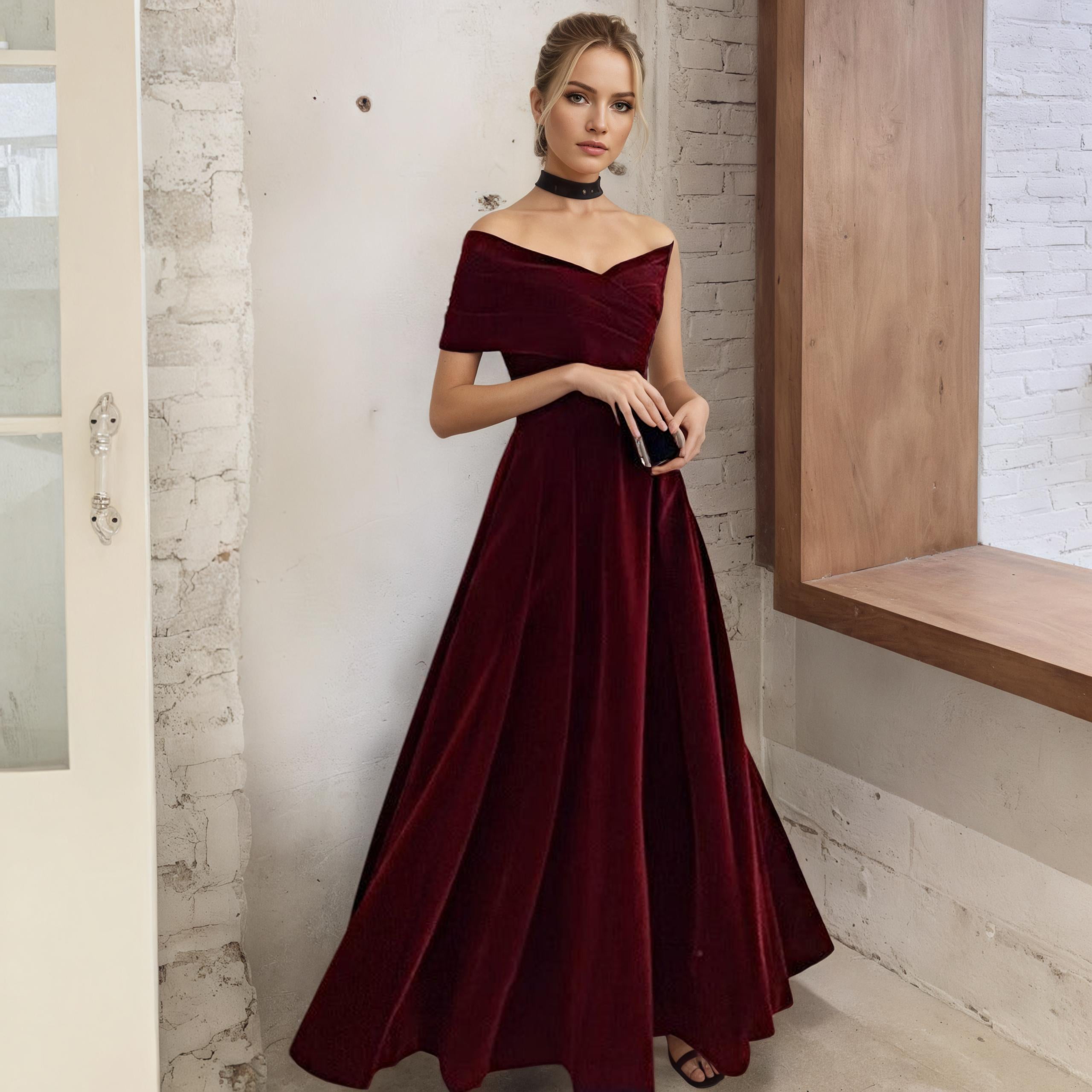 One-Shoulder Black Evening Gown