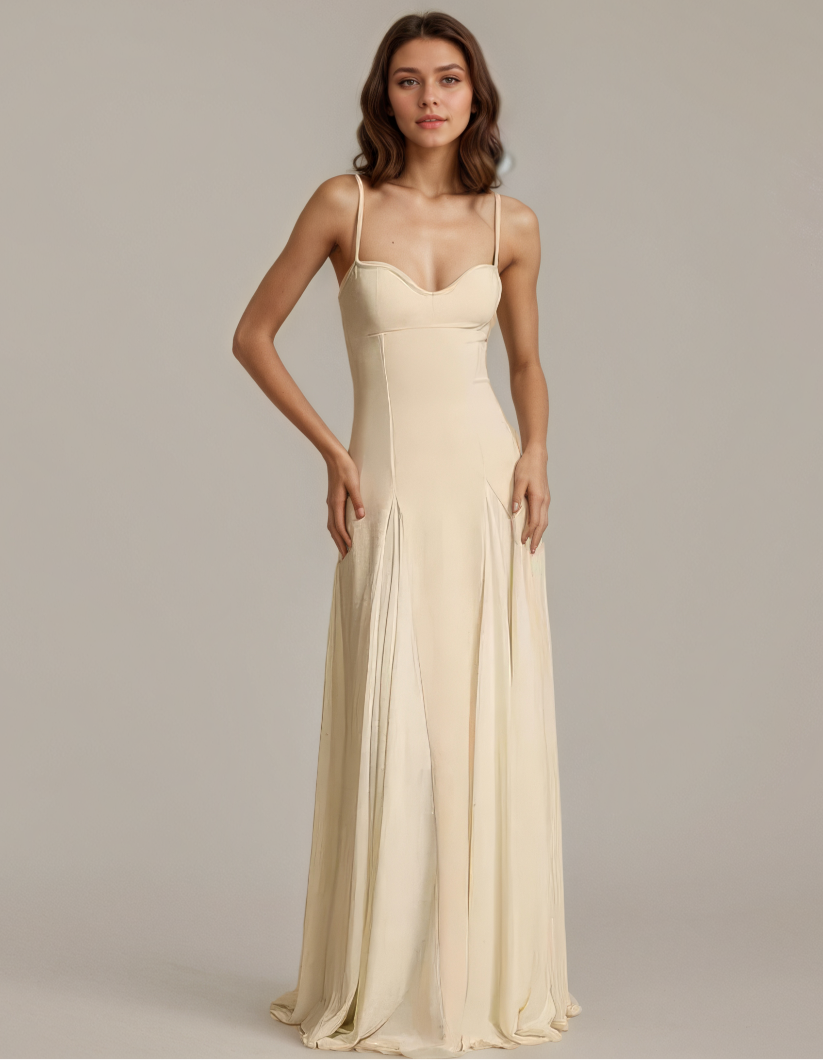 Ivory Sweetheart Spaghetti Strap Maxi Gown