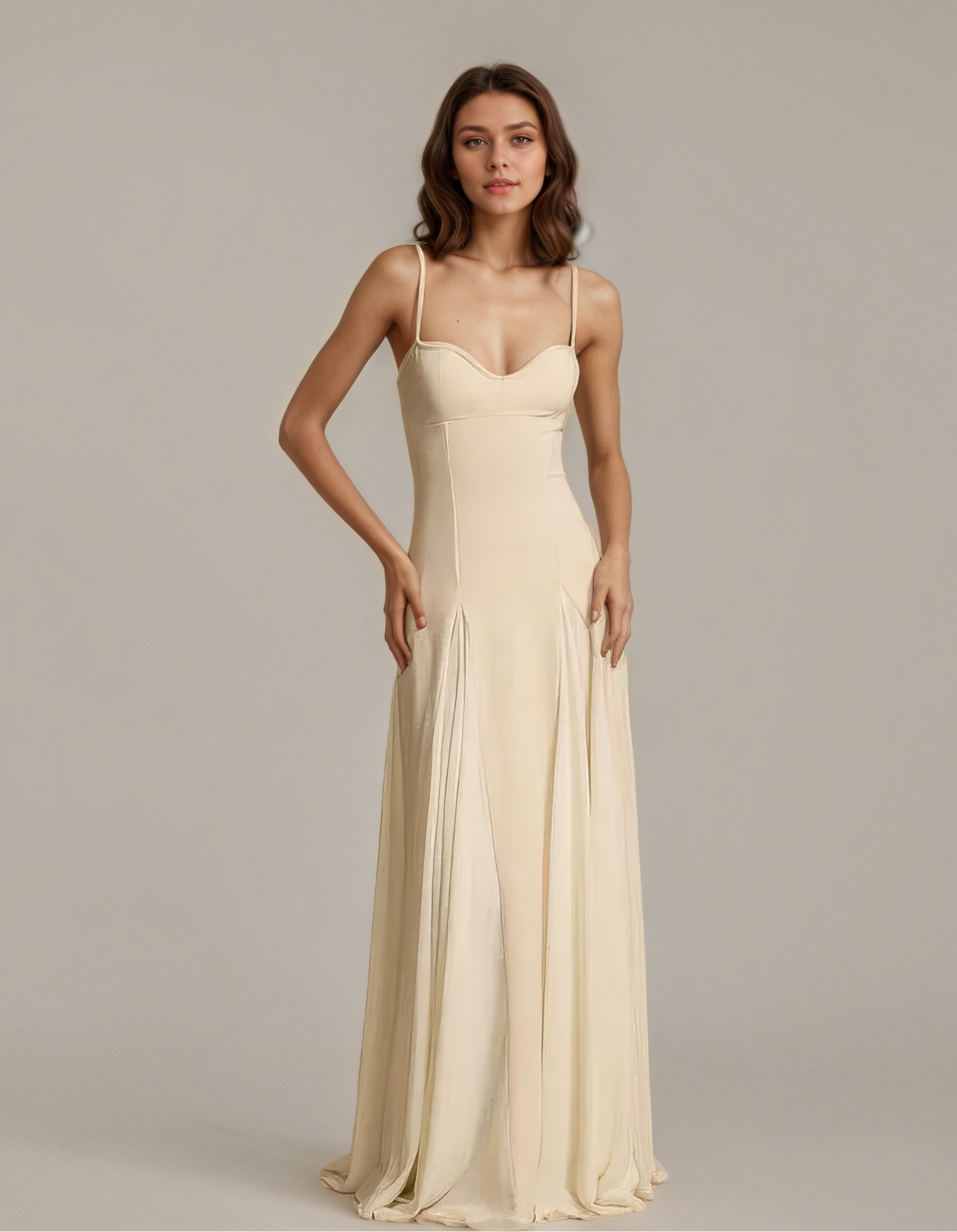 Ivory Sweetheart Spaghetti Strap Maxi Gown
