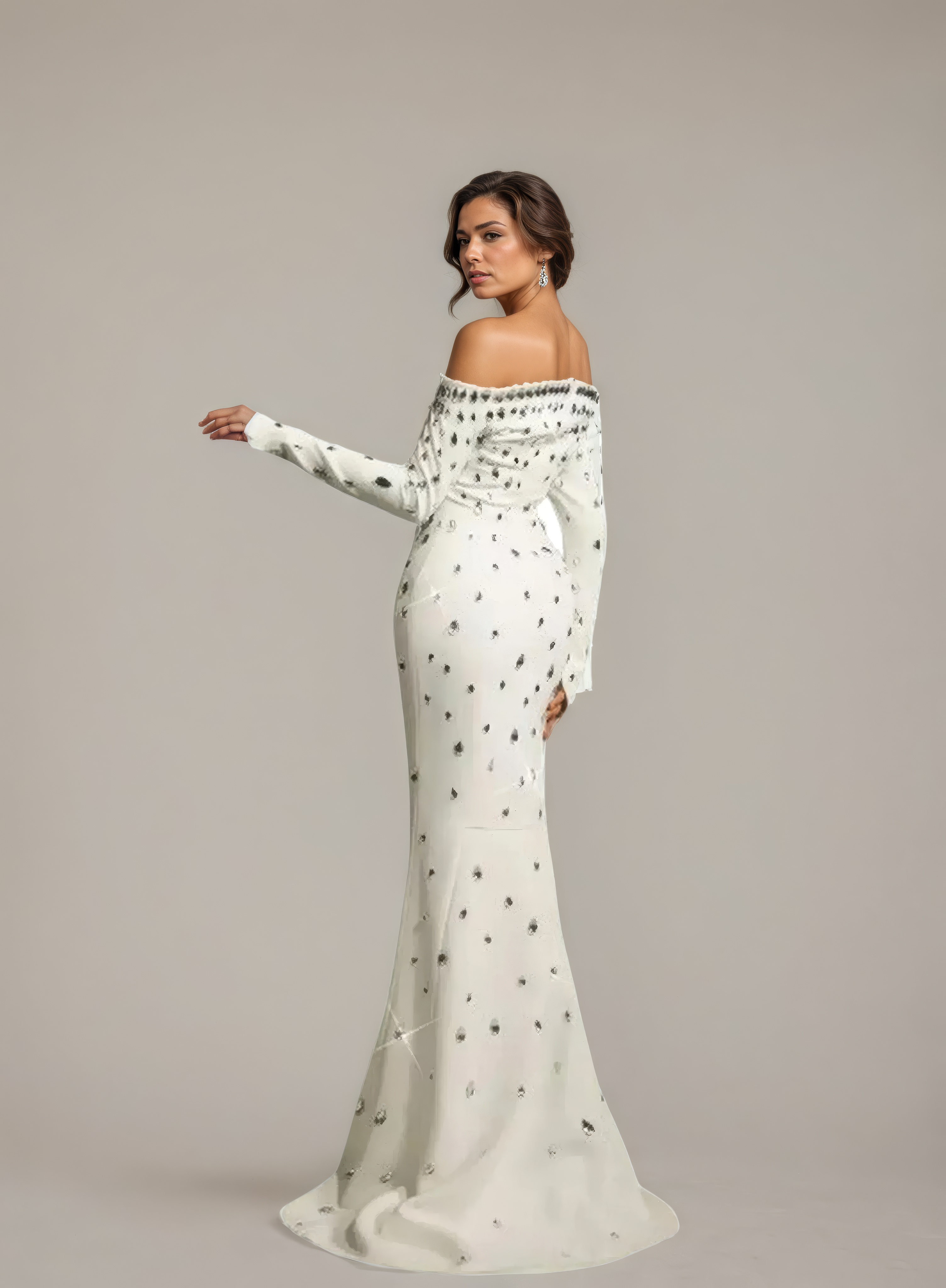 Mermaid Gown with Droplet Rhinestone Beads