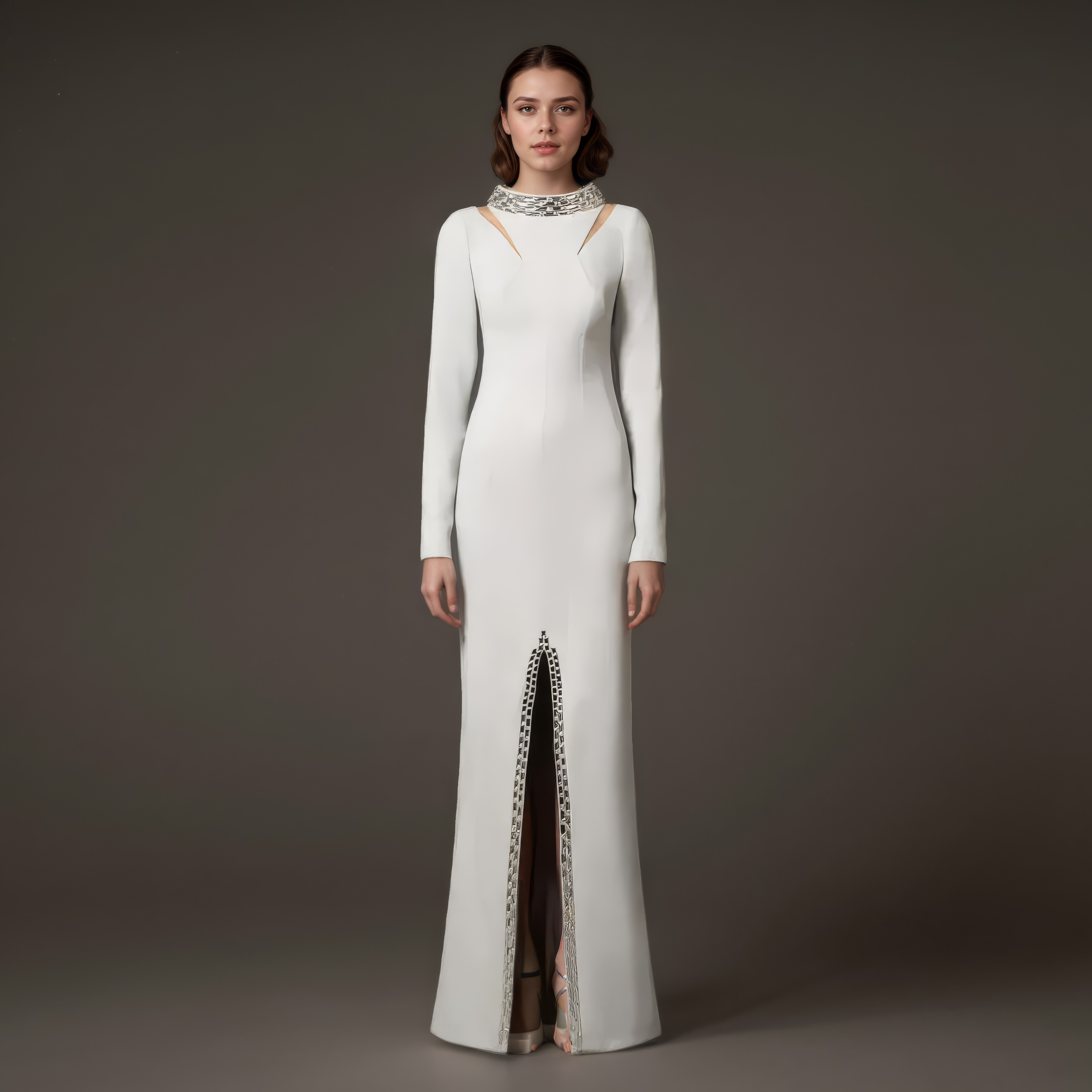 Celestial Edge Beaded Slit Gown
