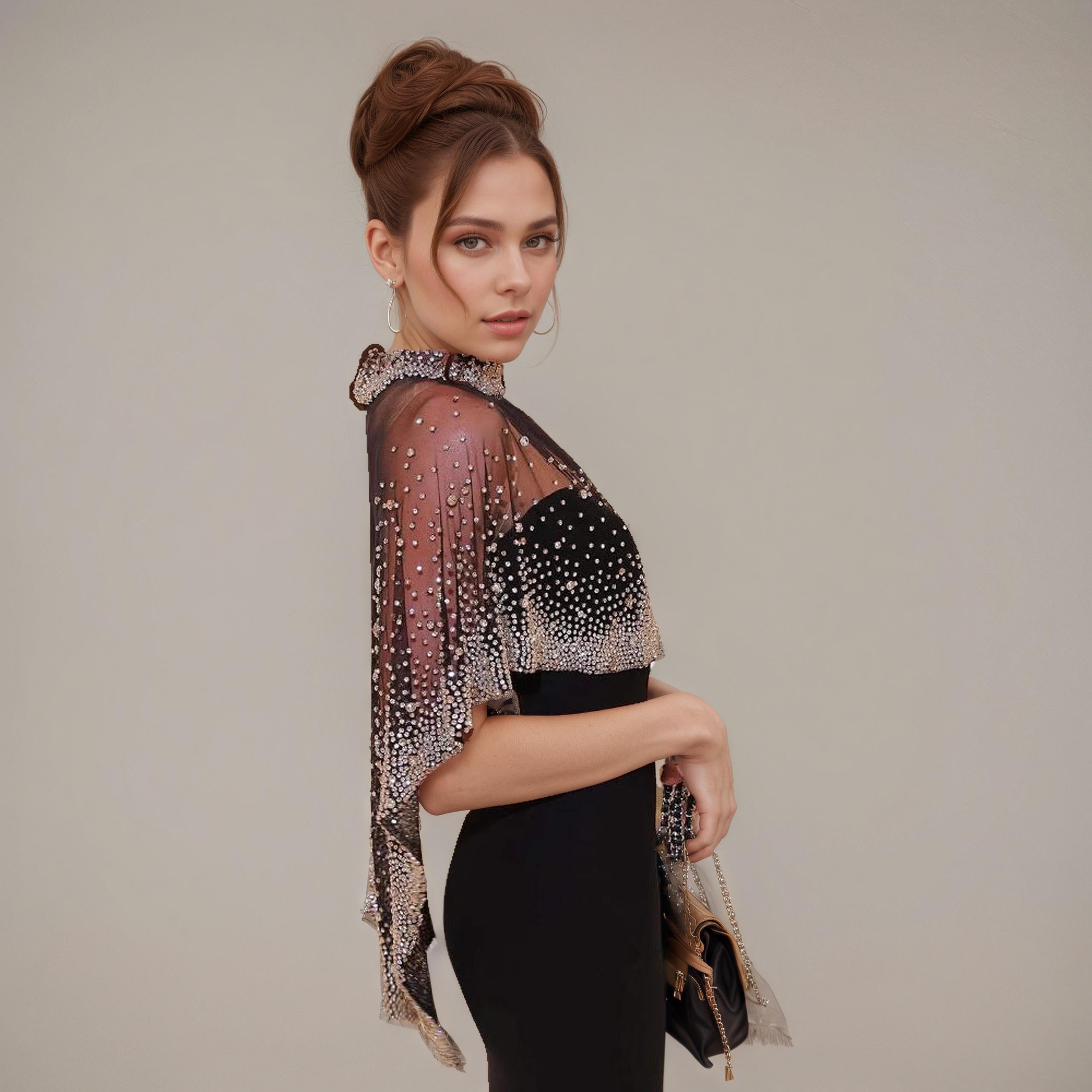 Black Sheer Neckline Glamour Dress