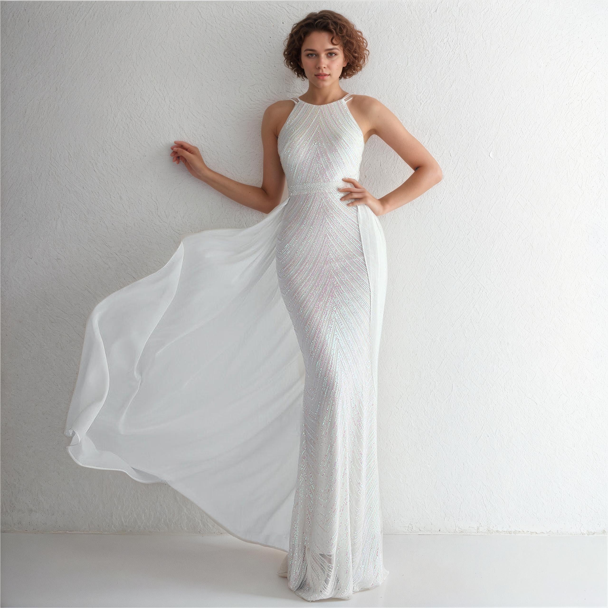 Alessia Cold-Glamour Sequin Halter Maxi Dress