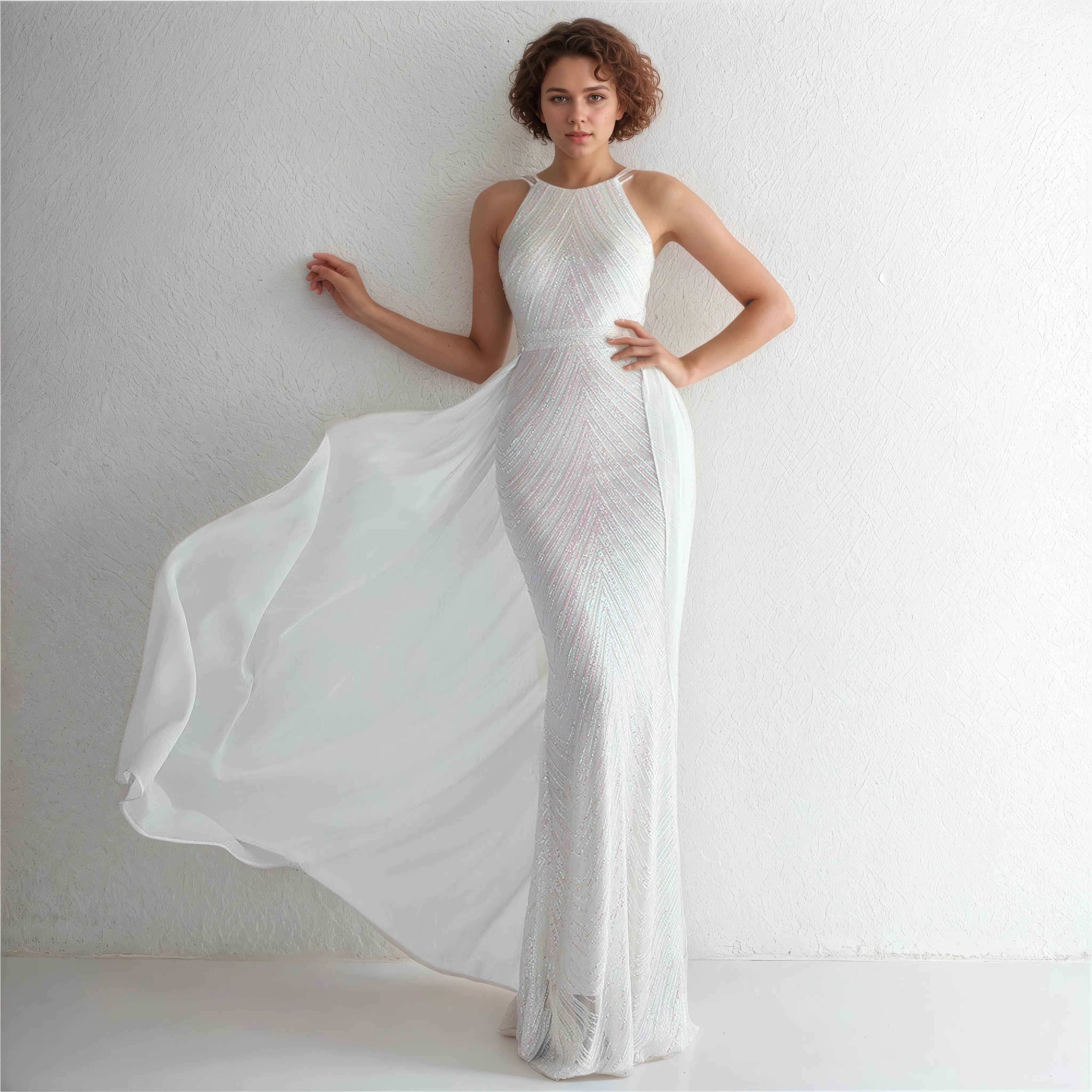 Alessia Cold-Glamour Sequin Halter Maxi Dress