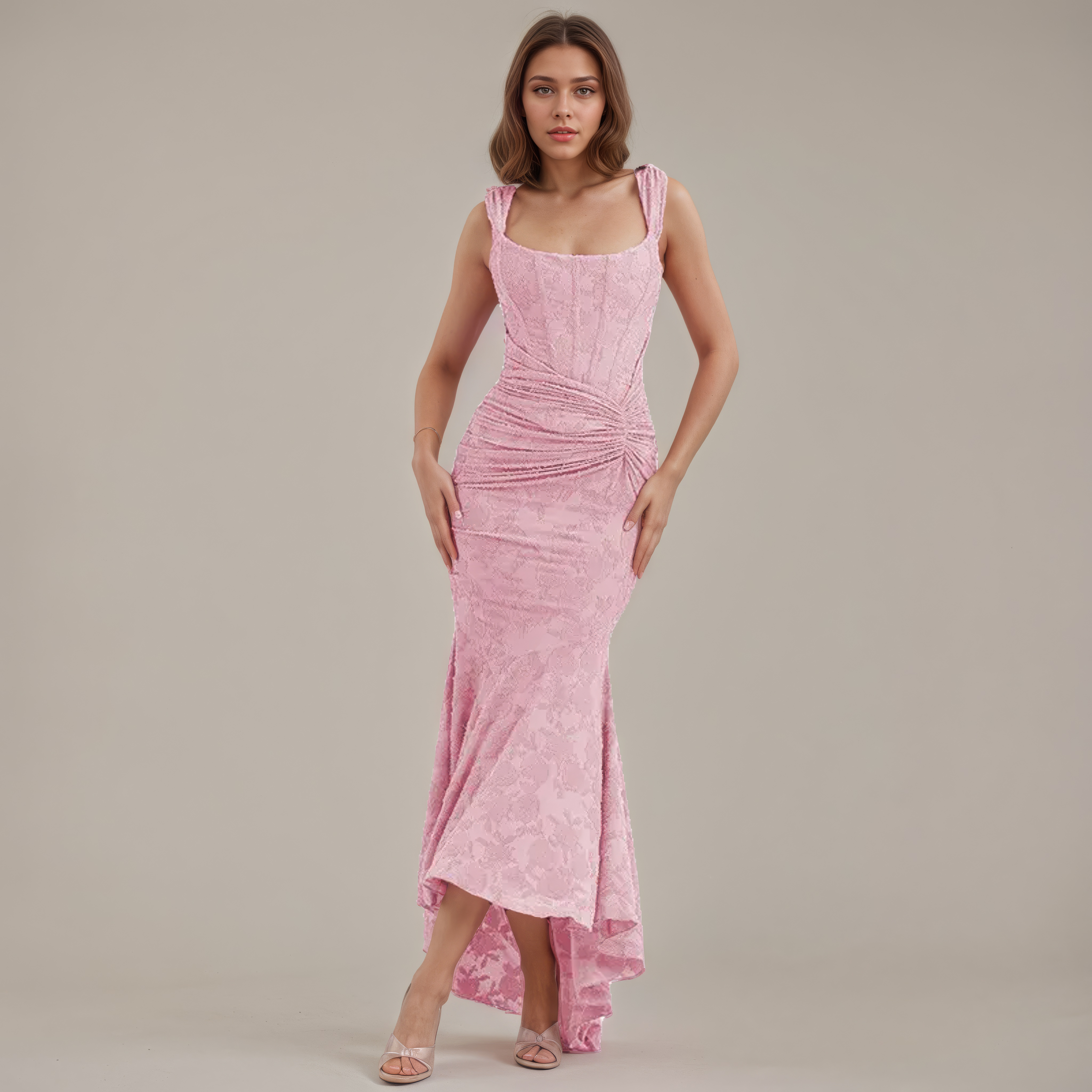 Corset Lace Fishtail Midi Dress