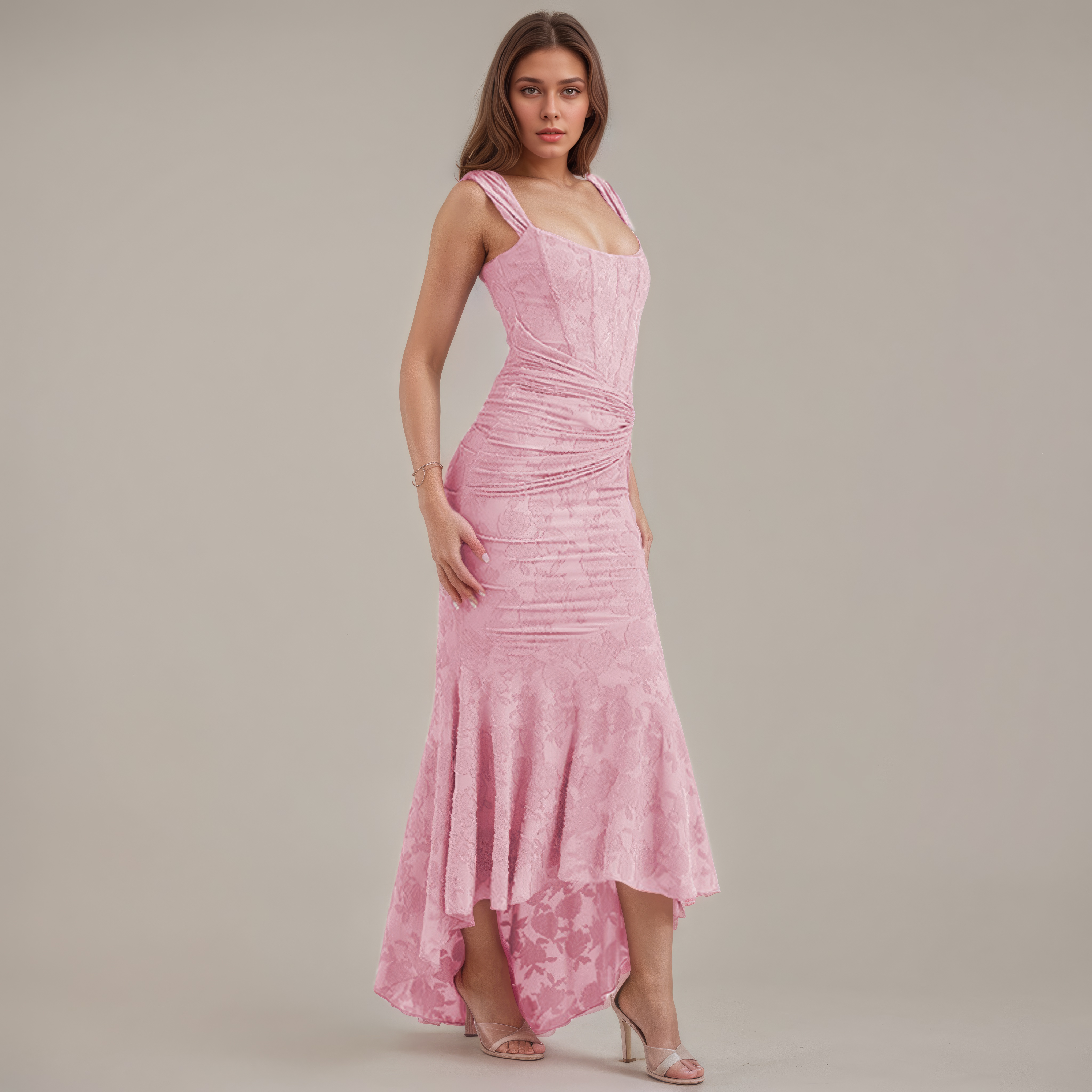 Corset Lace Fishtail Midi Dress