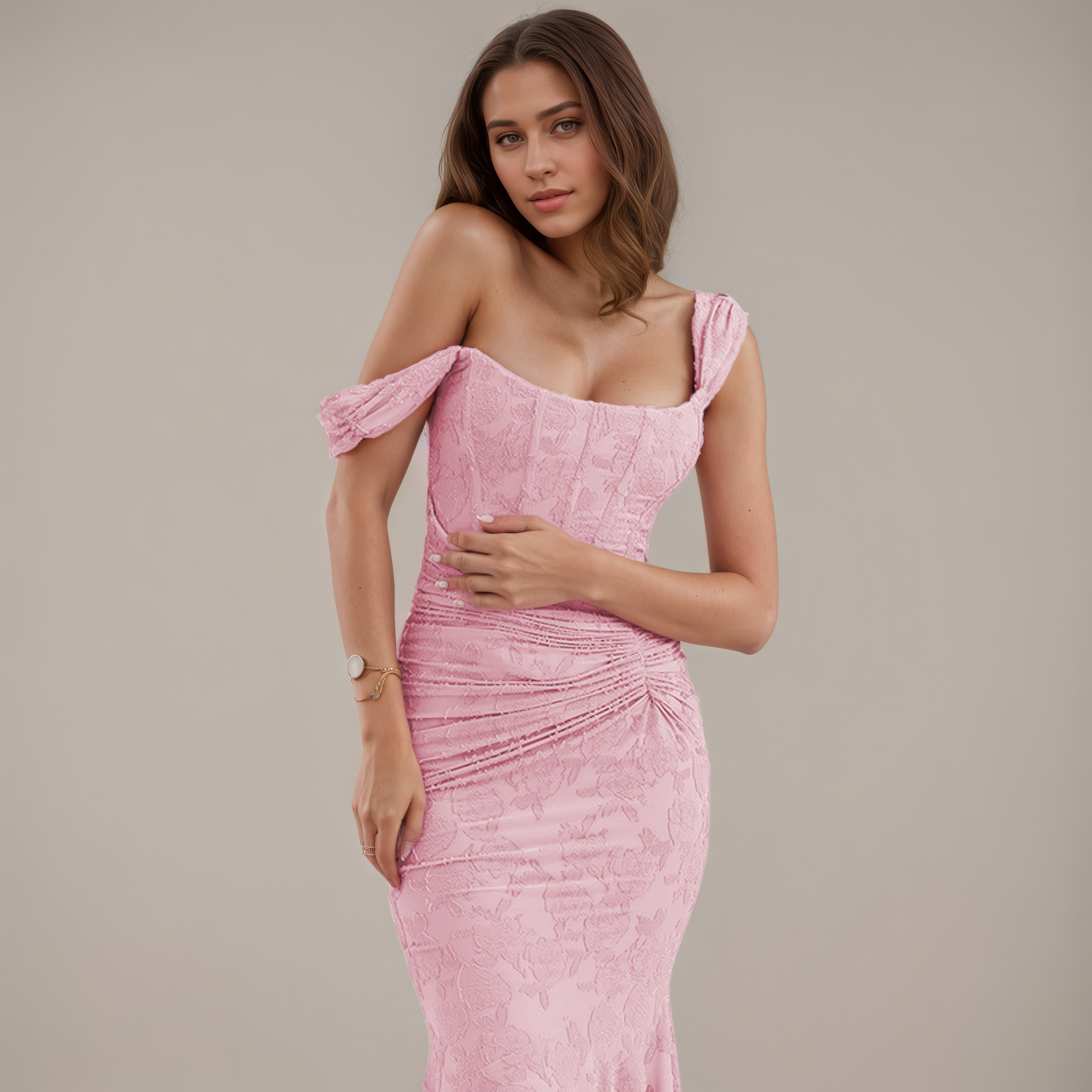 Corset Lace Fishtail Midi Dress