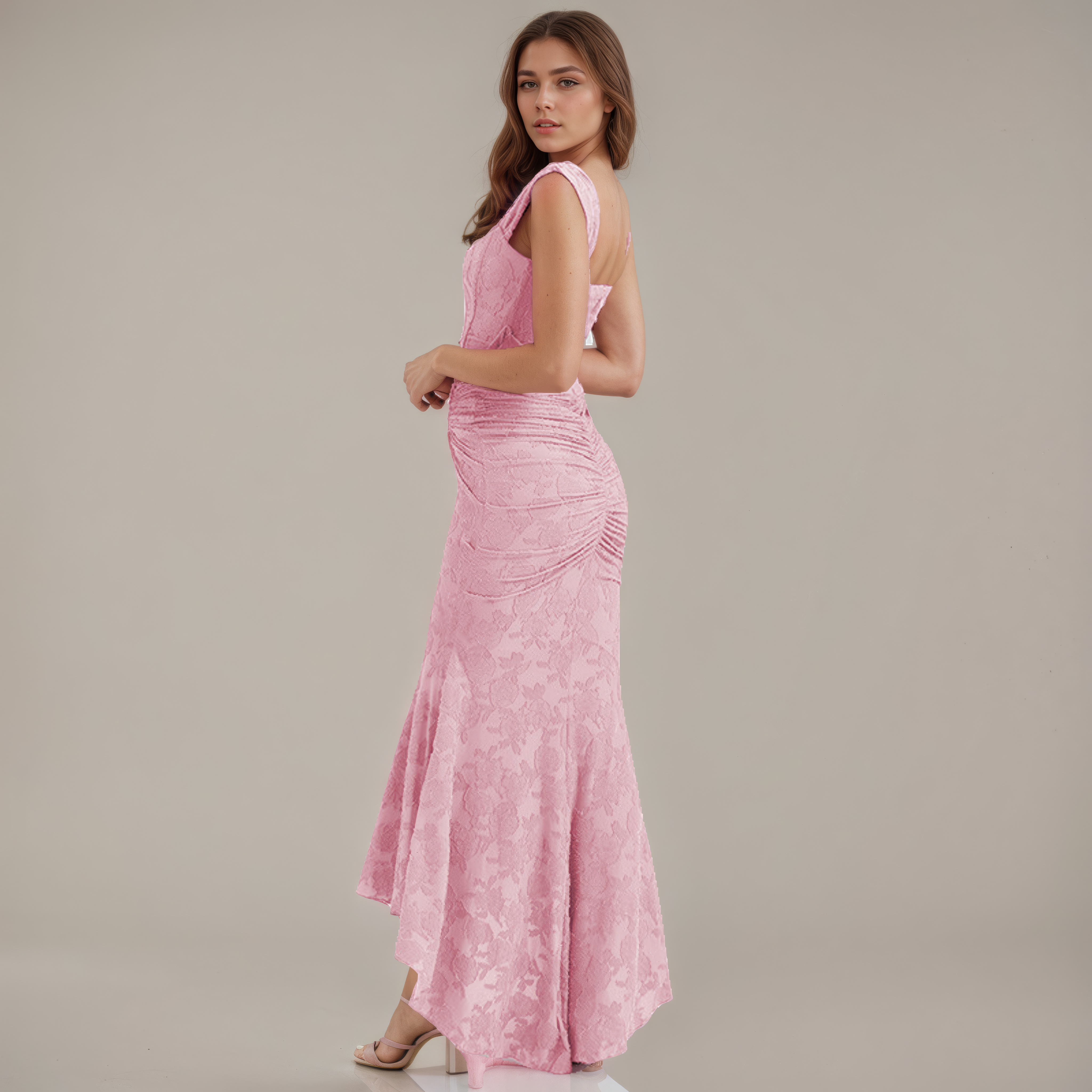 Corset Lace Fishtail Midi Dress