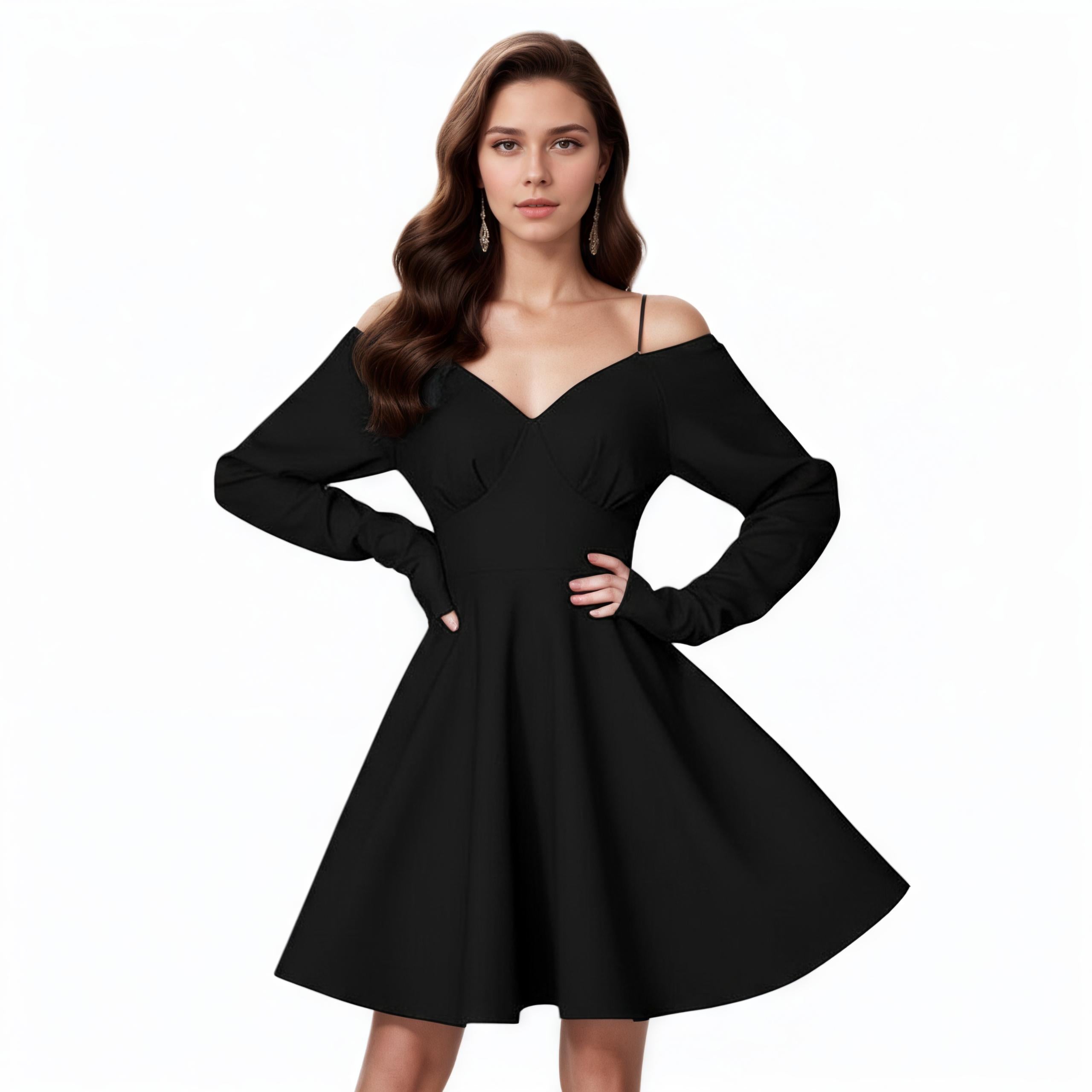 Blush Off-Shoulder A-Line Mini Dress