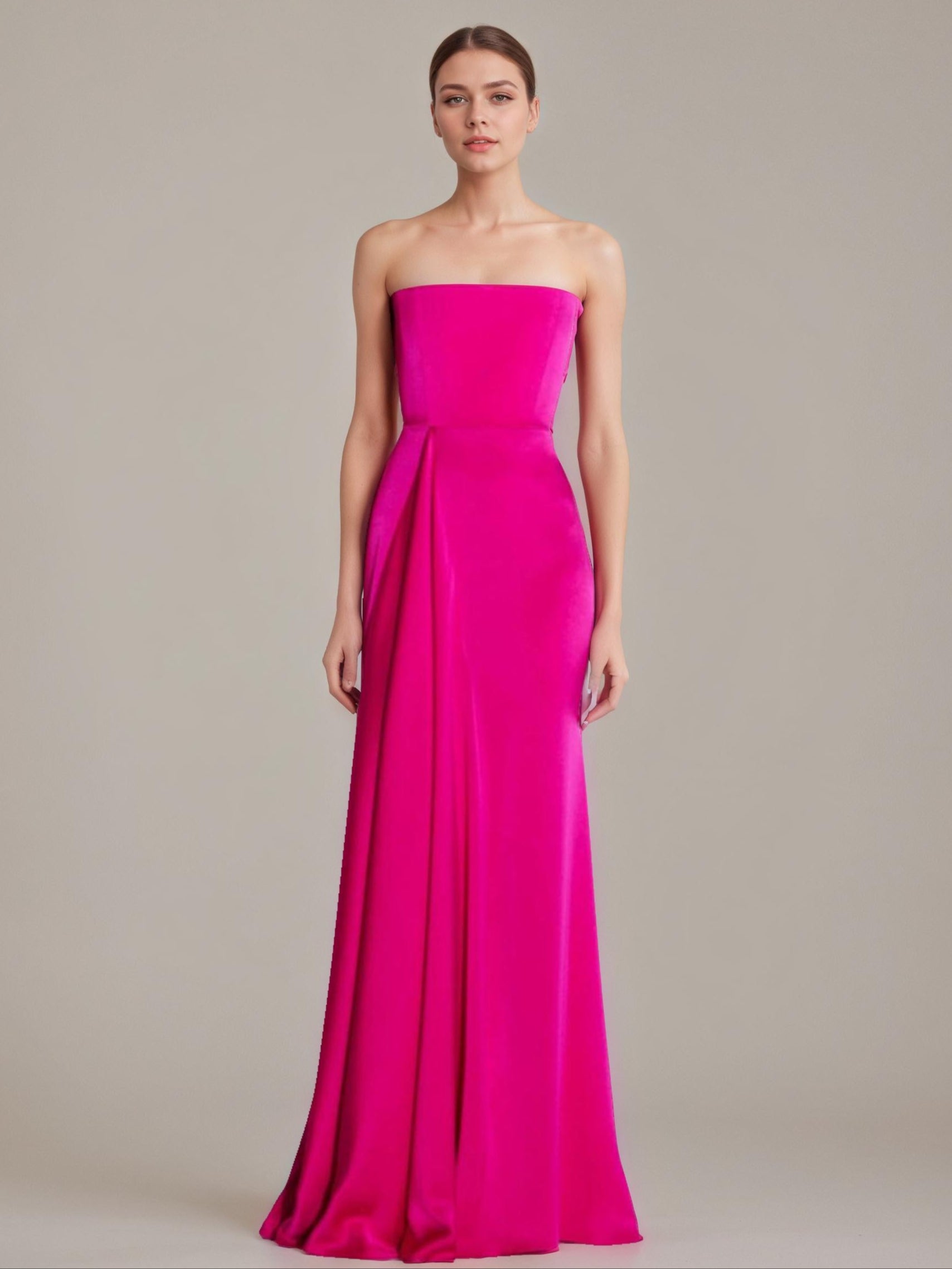 Allegra Luxe Sculpted Strapless Satin Evening Gown