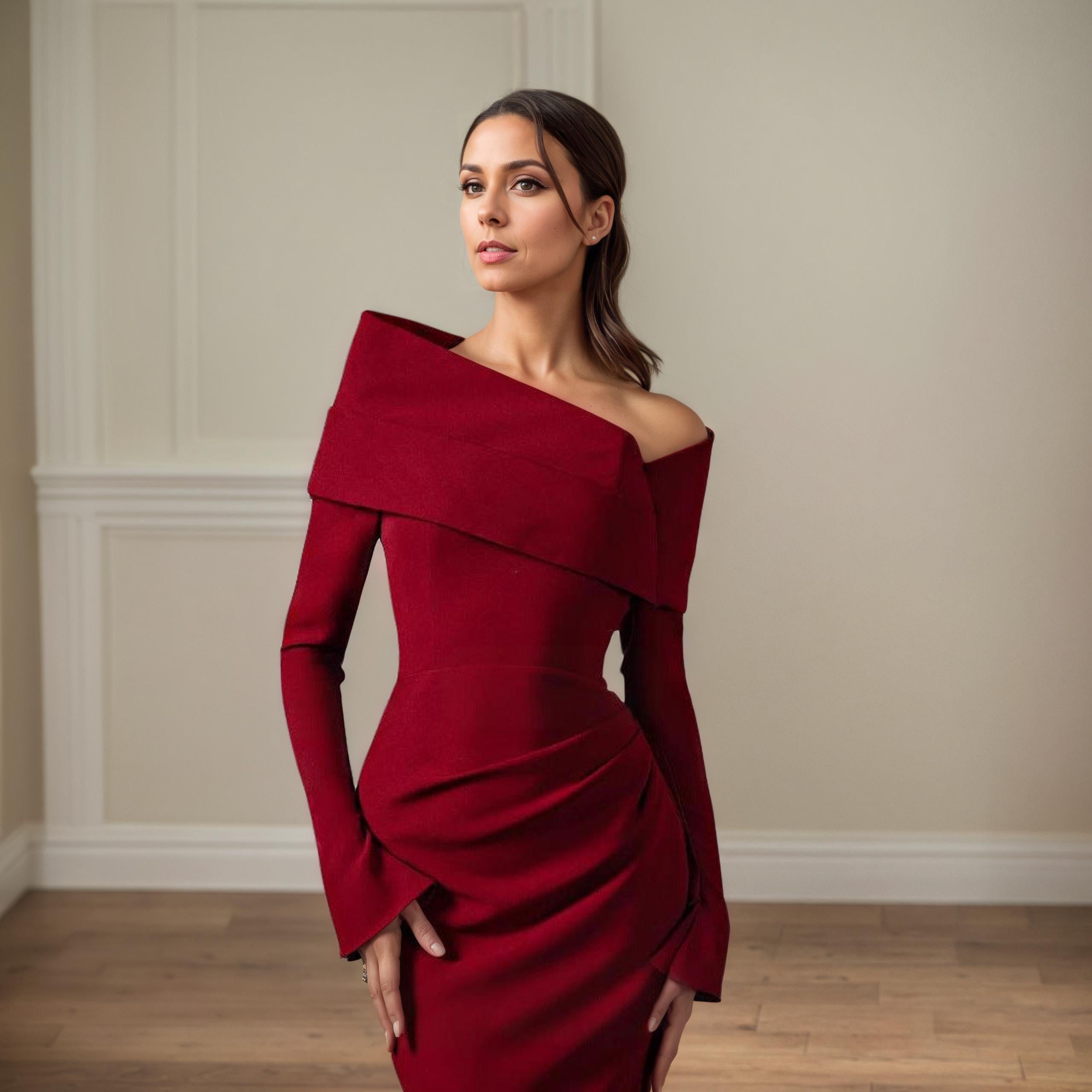 Isabelle Off-Shoulder Fishtail Evening Gown