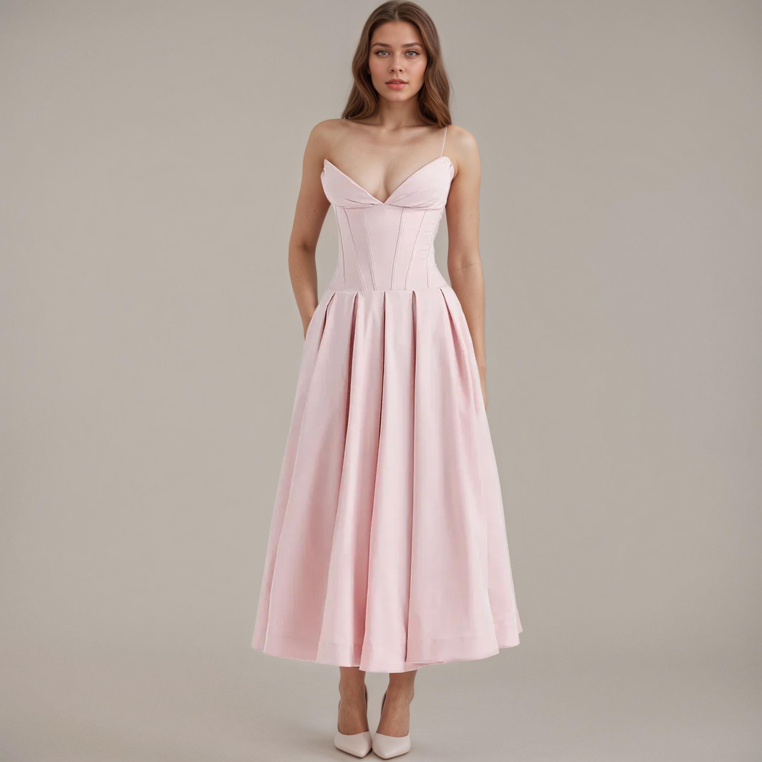 Chic Corset-Bodice Flared Midi Dress - Image 8