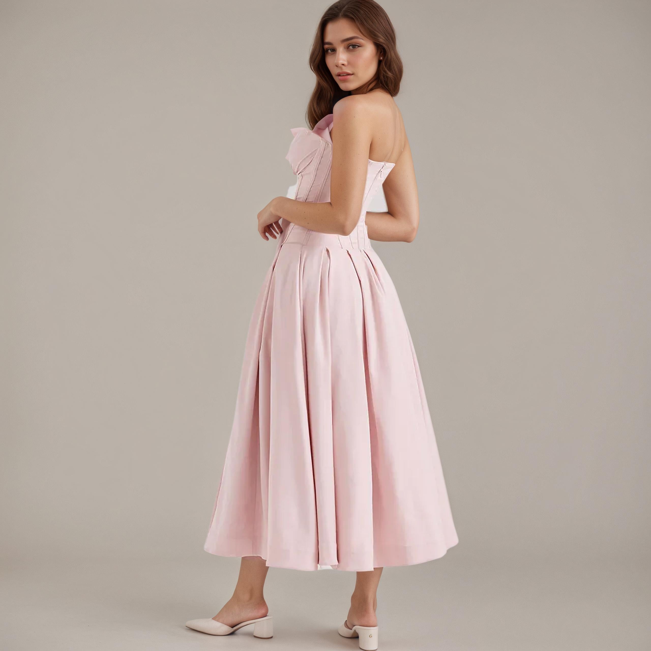 Chic Corset-Bodice Flared Midi Dress - Image 7