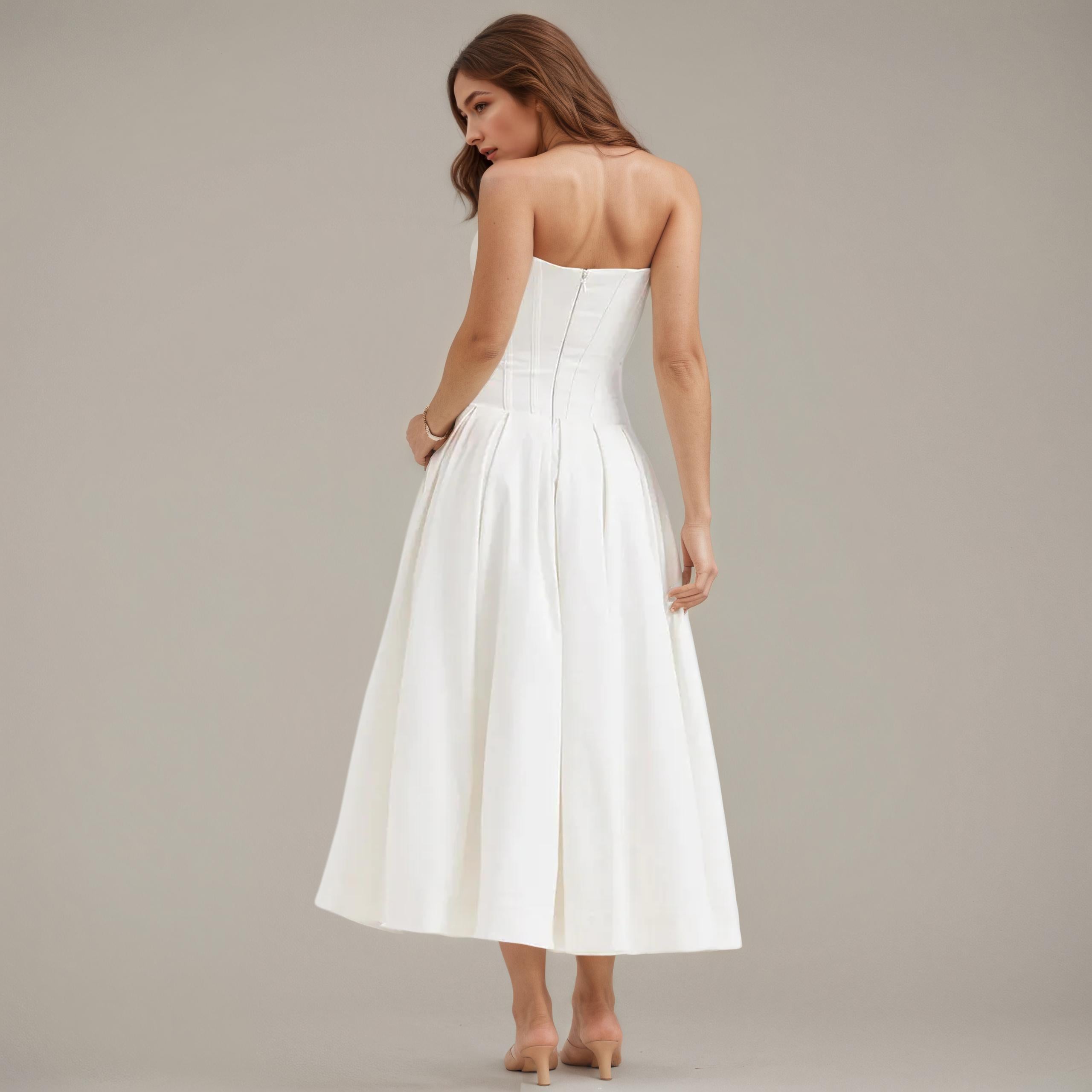 Chic Corset-Bodice Flared Midi Dress - Image 10