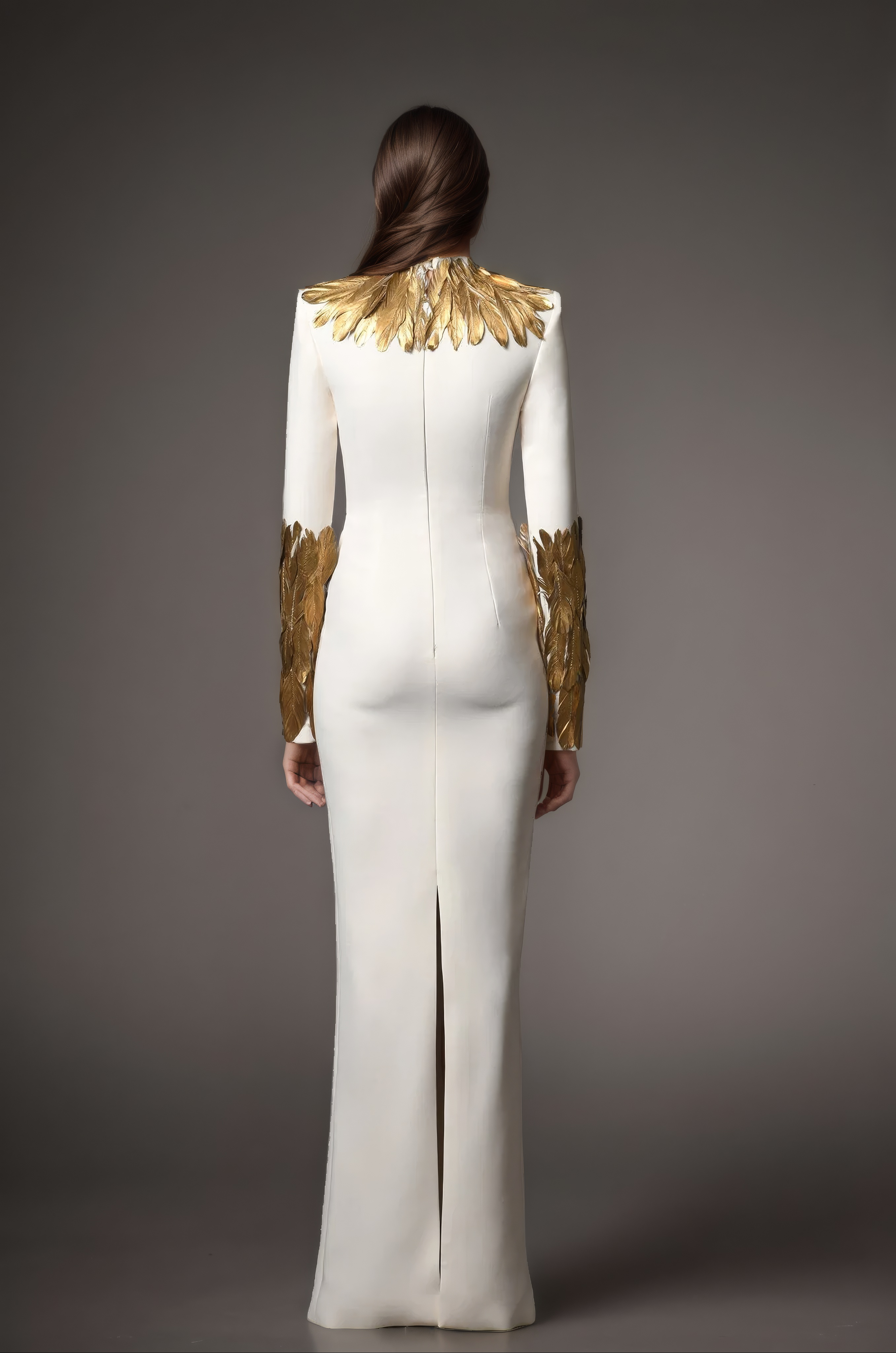 Gilded Feather Couture Host Evening Gown