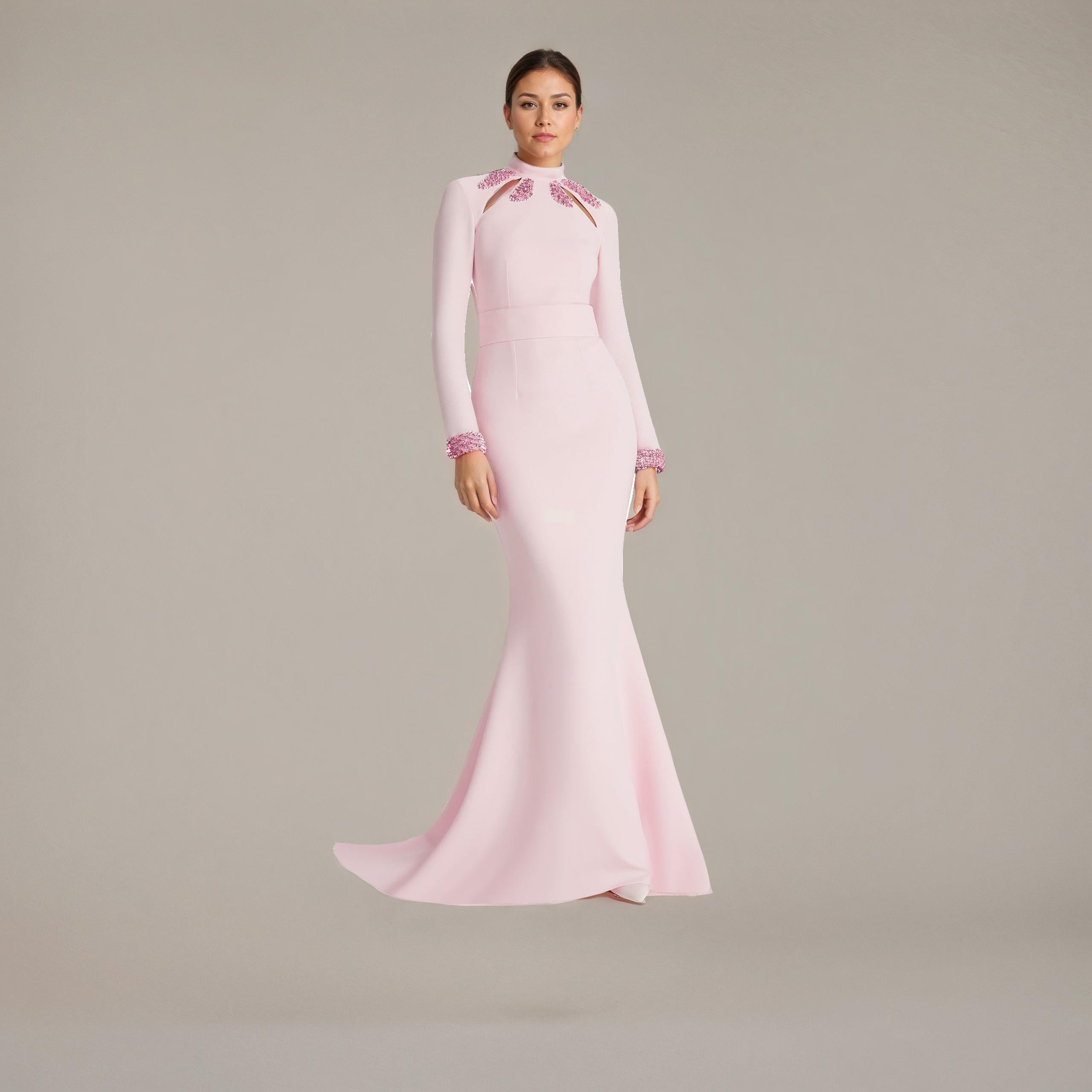 Elegant Long Sleeve Dress with Front Slits