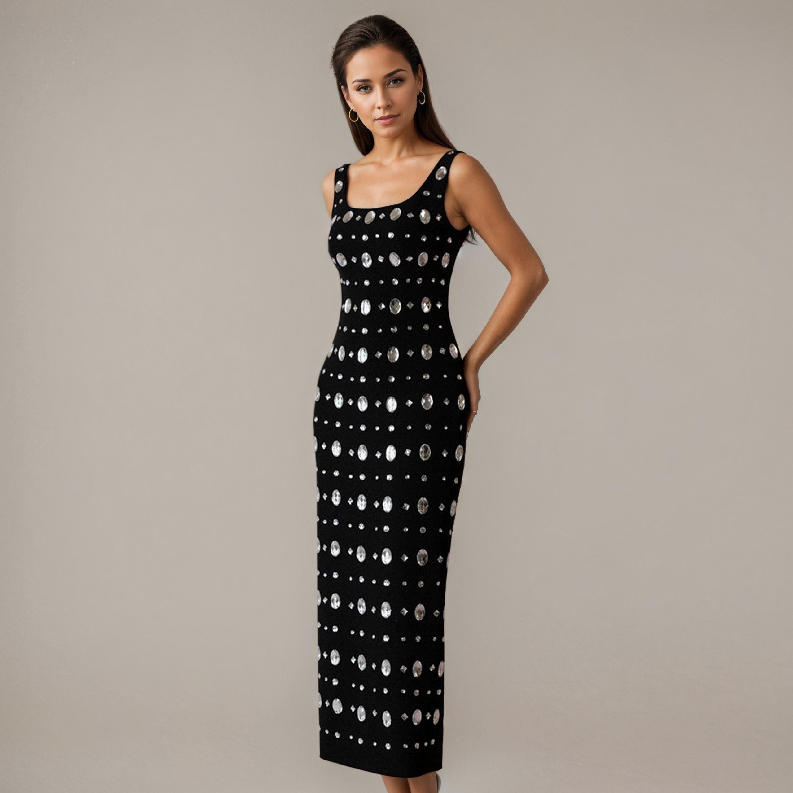 Luminous Allure Studded Curve-Hugging Dress