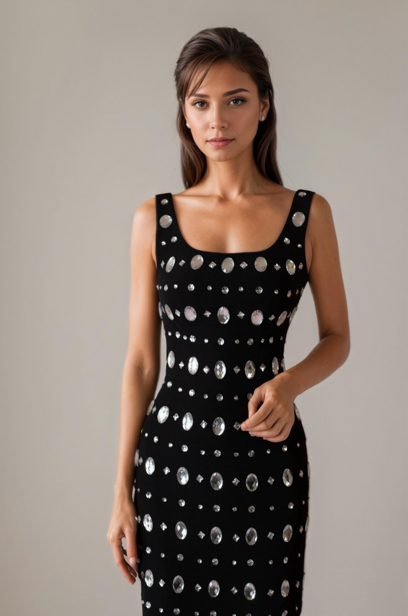 Luminous Allure Studded Curve-Hugging Dress