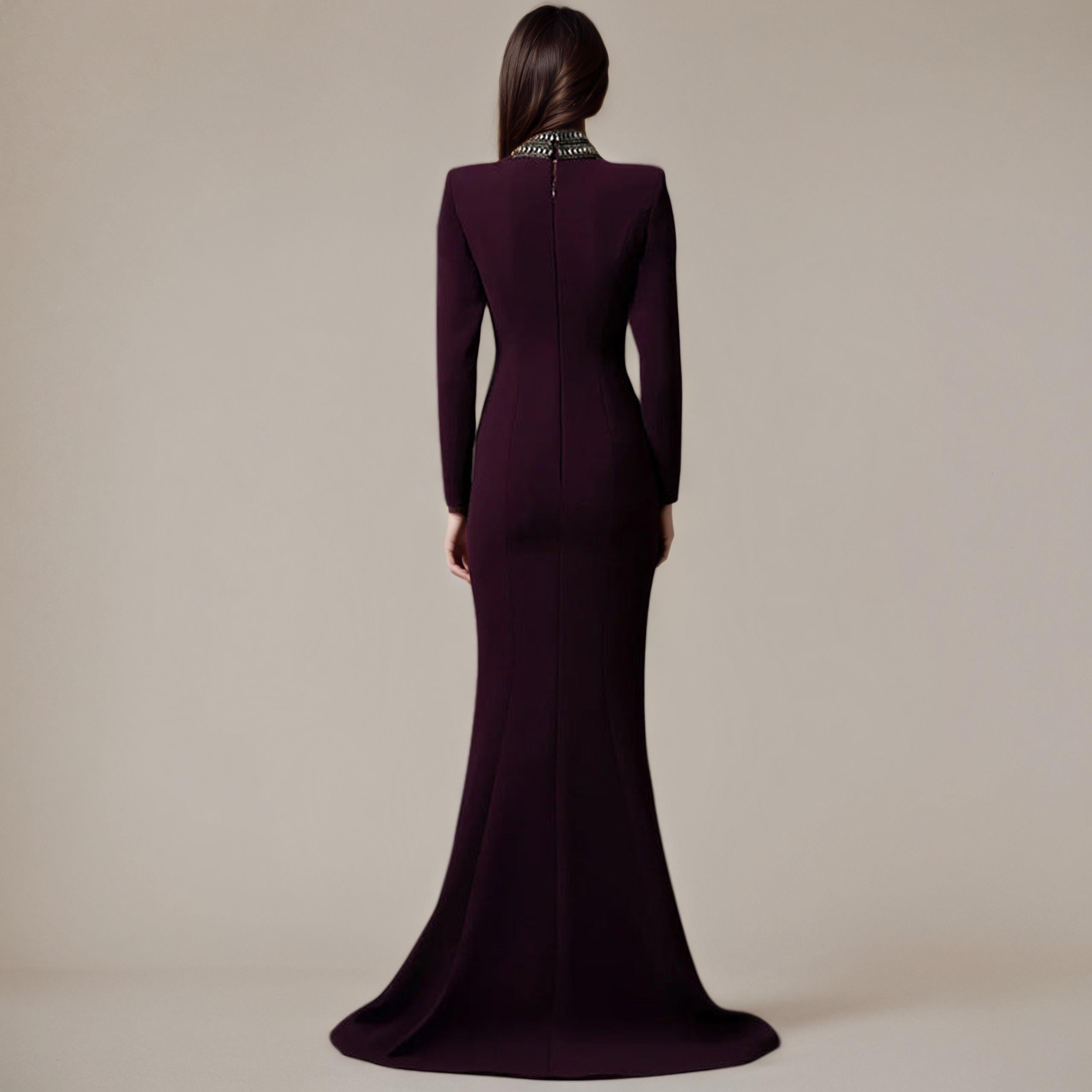 Star Series Full-Length Beaded Front Dress