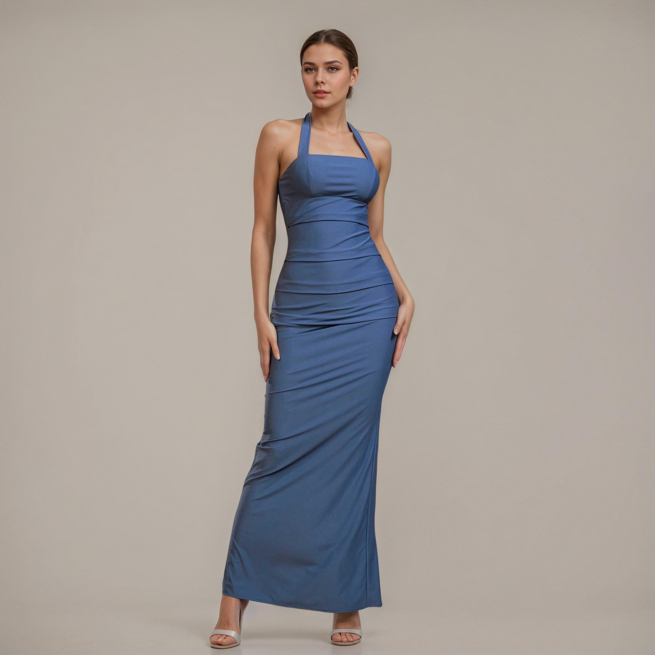 Regal Grace Halterneck Sculpted Evening Gown