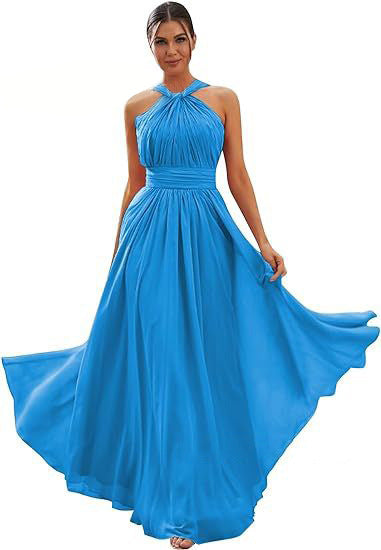 2026 Cross-border New Banquet Evening Gown, Summer Bridesmaid Dress, Pleated Slim Sleeveless Solid Color Elegant Dress for Women — silhouette