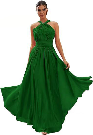 2026 Cross-border New Banquet Evening Gown, Summer Bridesmaid Dress, Pleated Slim Sleeveless Solid Color Elegant Dress for Women — neckline detail