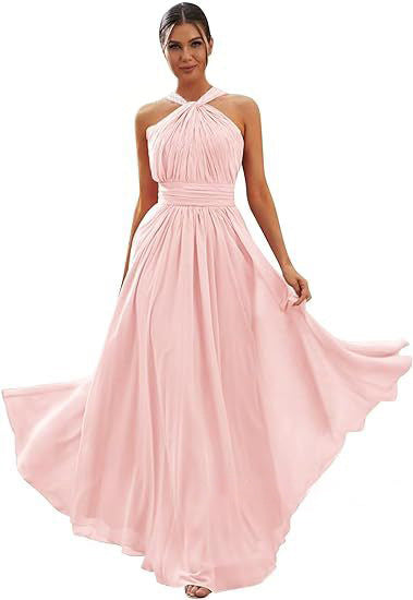 2026 Cross-border New Banquet Evening Gown, Summer Bridesmaid Dress, Pleated Slim Sleeveless Solid Color Elegant Dress for Women — hem detail