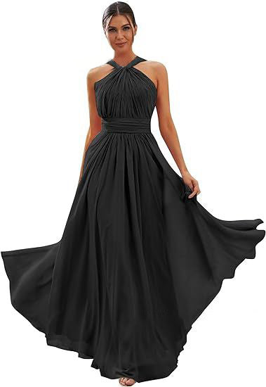 2026 Cross-border New Banquet Evening Gown, Summer Bridesmaid Dress, Pleated Slim Sleeveless Solid Color Elegant Dress for Women — trim detail