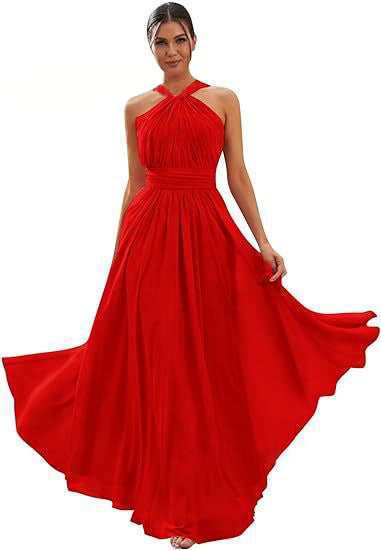 2026 Cross-border New Banquet Evening Gown, Summer Bridesmaid Dress, Pleated Slim Sleeveless Solid Color Elegant Dress for Women — alternate angle