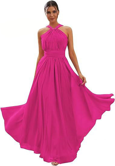 2026 Cross-border New Banquet Evening Gown, Summer Bridesmaid Dress, Pleated Slim Sleeveless Solid Color Elegant Dress for Women — close-up detail