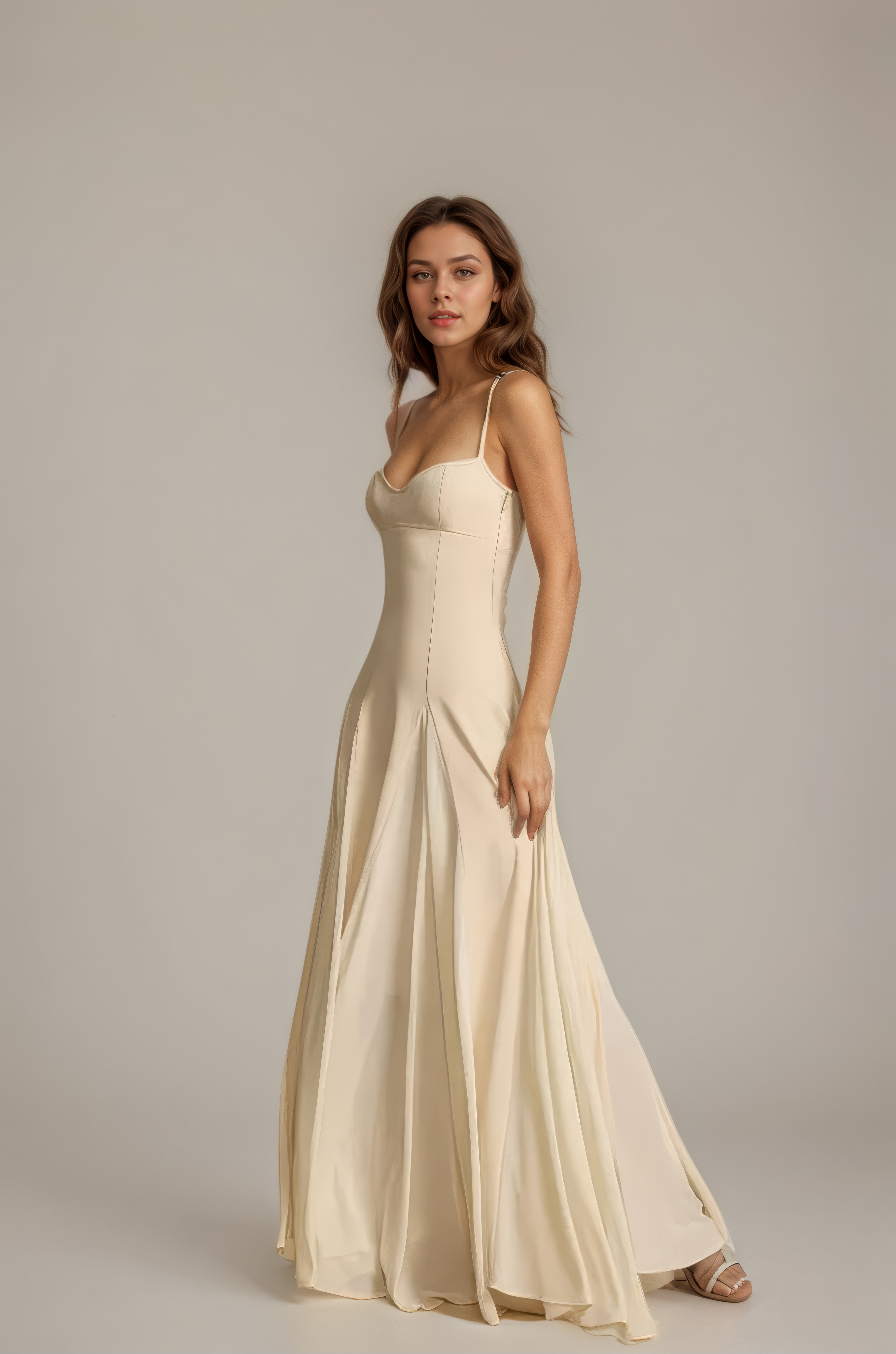 Ivory Sweetheart Spaghetti Strap Maxi Gown