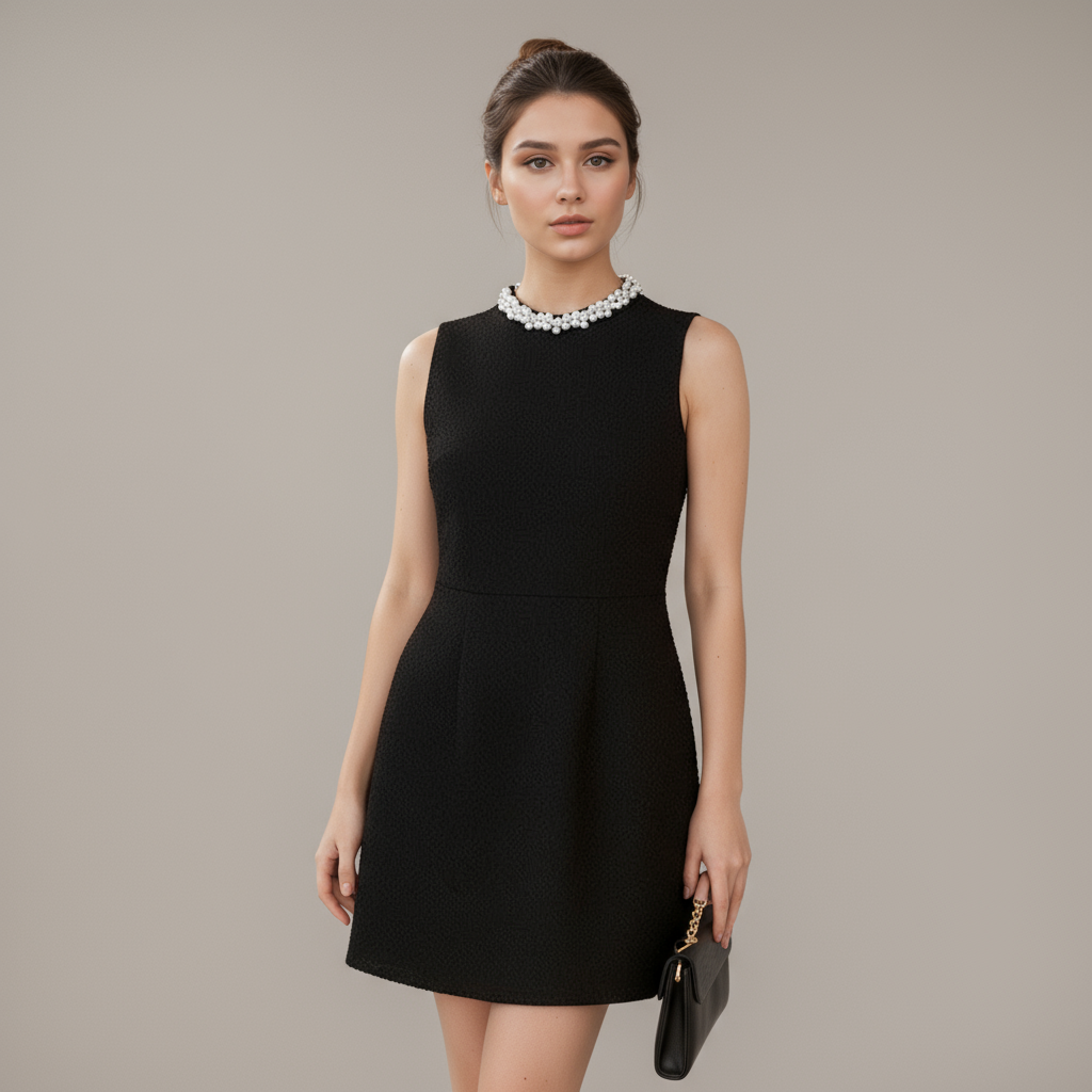Hepburn Pearl French Elegance Mini Dress