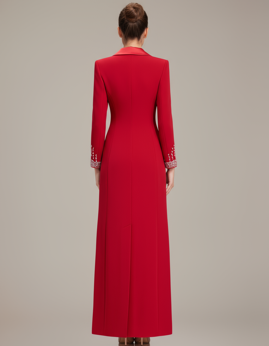 Embellished Suit-Collar Mermaid Formal Dress