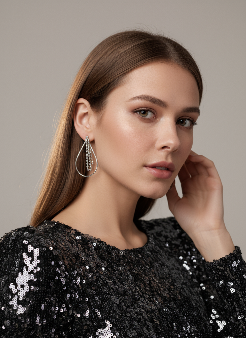 Black Sequin Long-Sleeve Mermaid Evening Gown