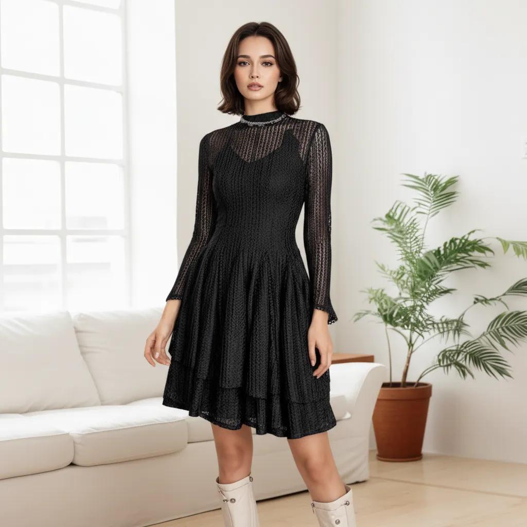 Charlotte Tiered Lace Puff Mini Dress