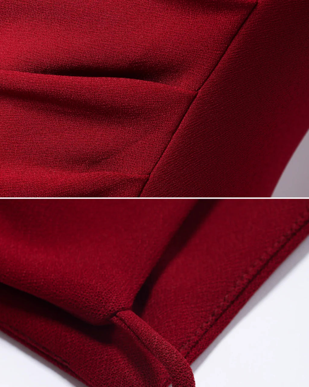 High-Neck Red Bodycon Slit Midi Dress